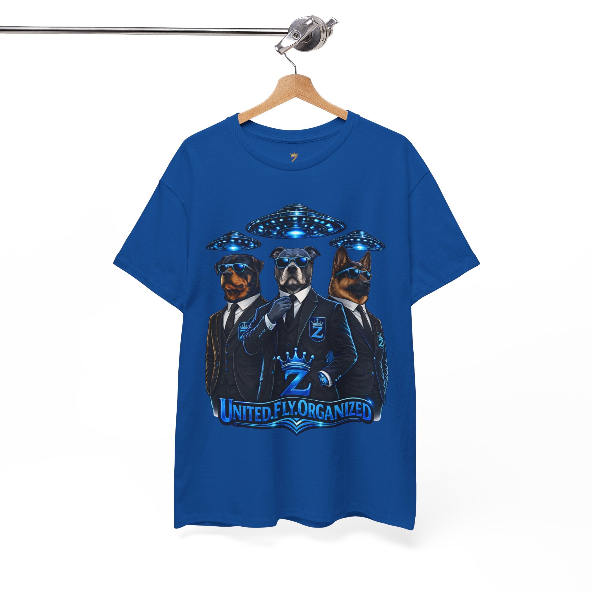Adult "United. Fly. Organized." Graphic Tee (Blue) Printify