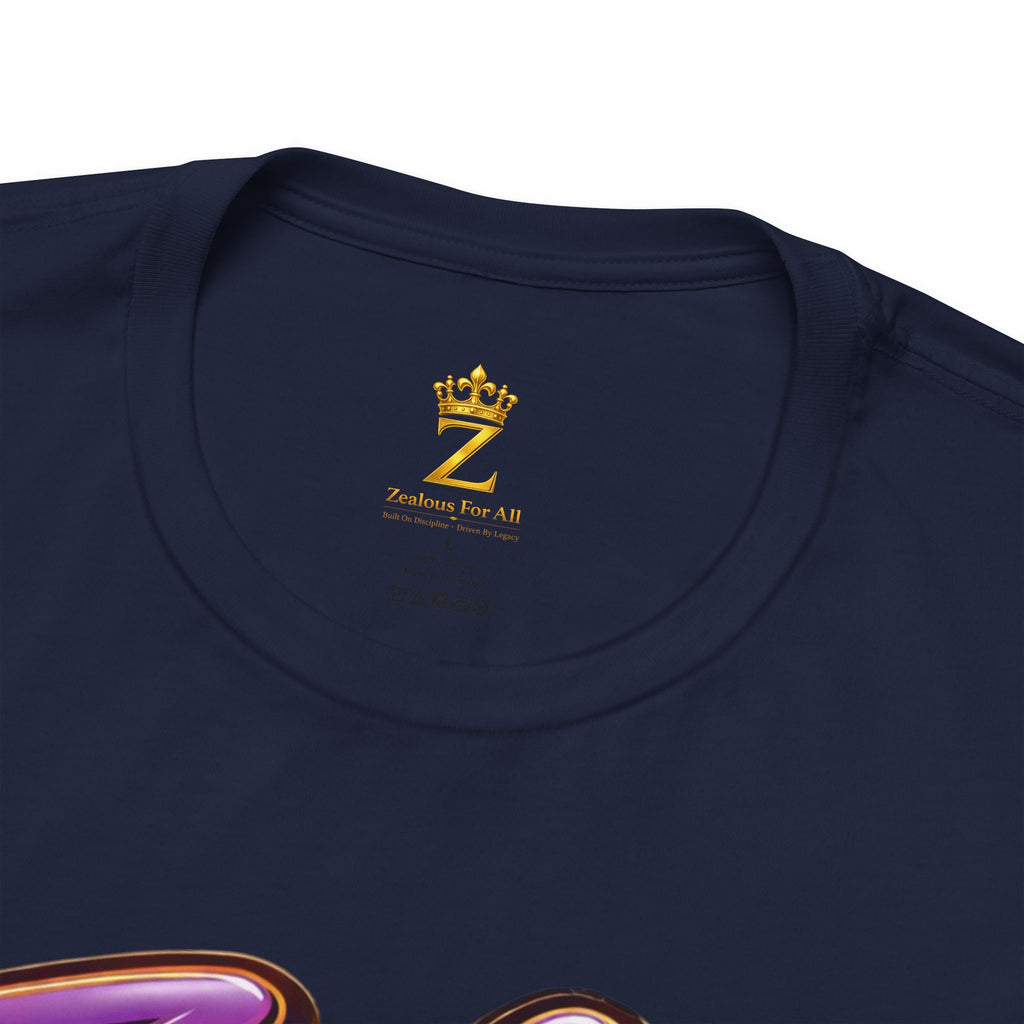CUSTOM Zealous For All Graphic T-Shirt (Purple & Gold Trim Logo)