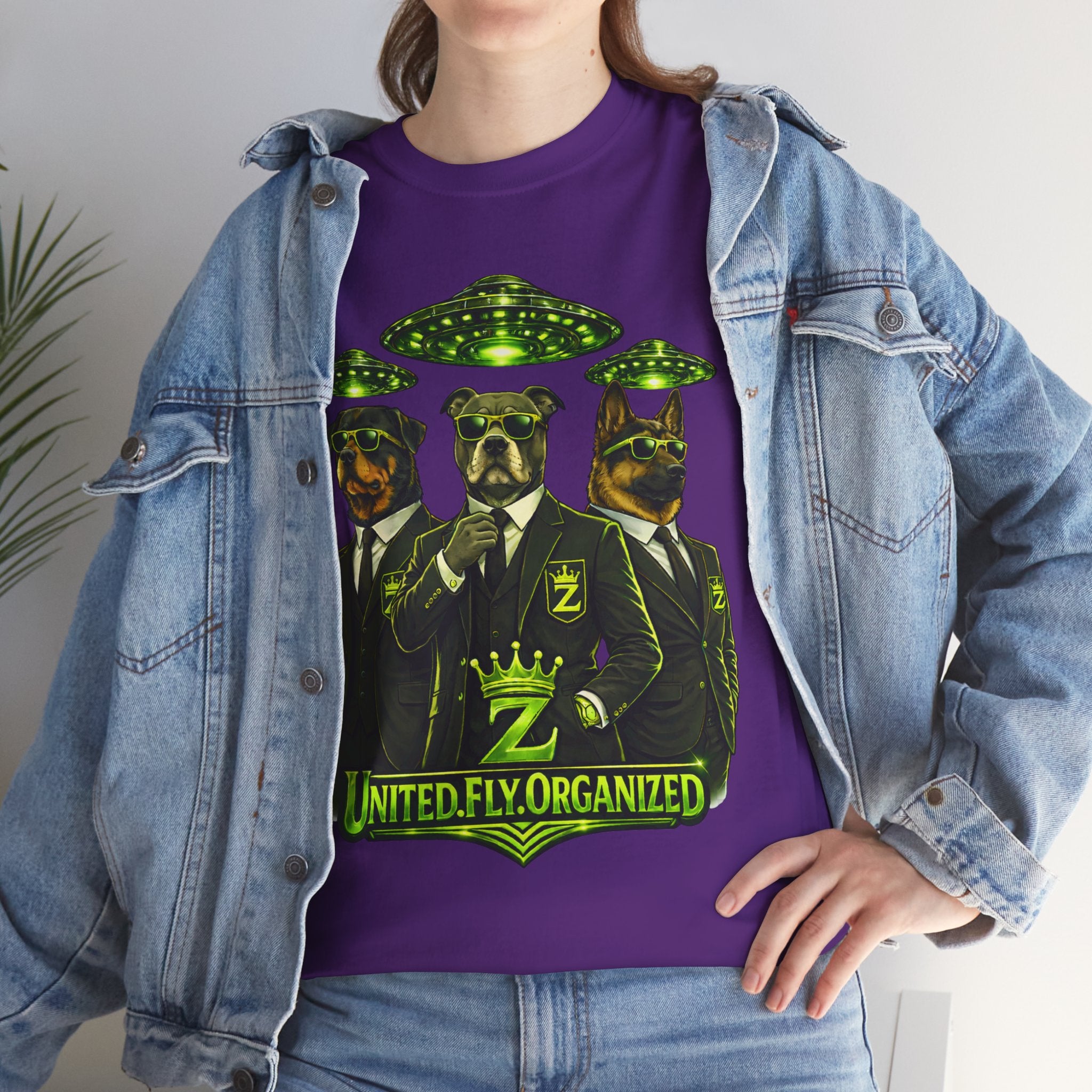 Adult "United. Fly. Organized." Graphic Tee (Lime Green) Printify