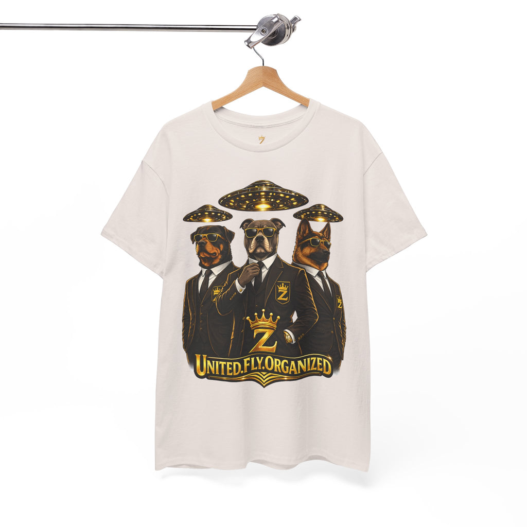 Adult "United. Fly. Organized." Graphic Tee (Gold) Printify