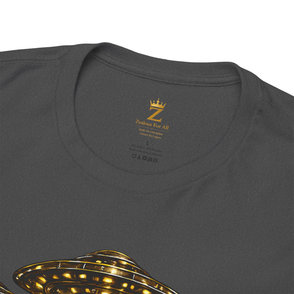 Adult "United. Fly. Organized." Graphic Tee (Gold) Printify
