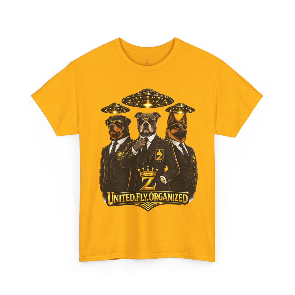 Adult "United. Fly. Organized." Graphic Tee (Gold) Printify