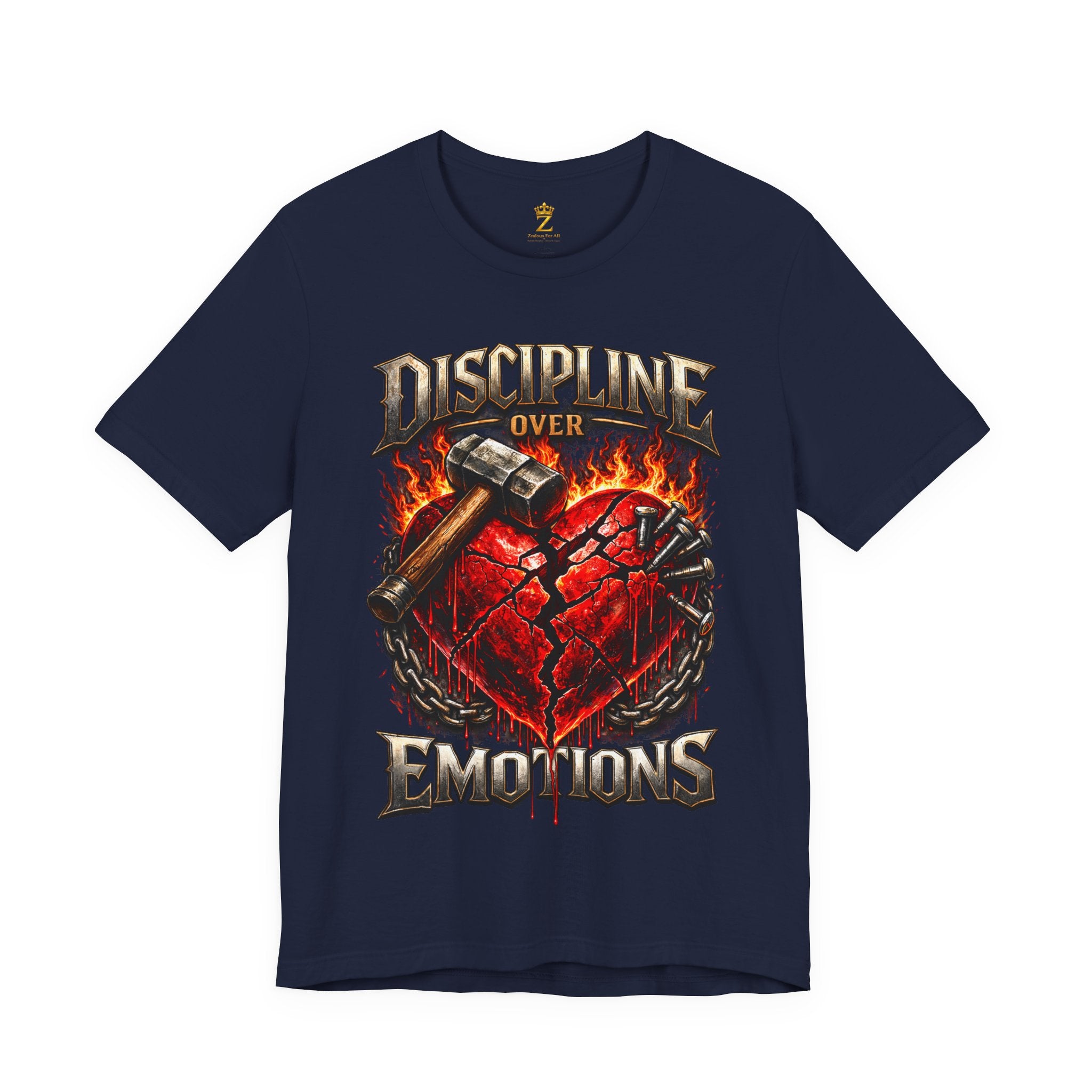 Discipline Over Emotions Premium Graphic T-Shirt (Red Heart) Printify