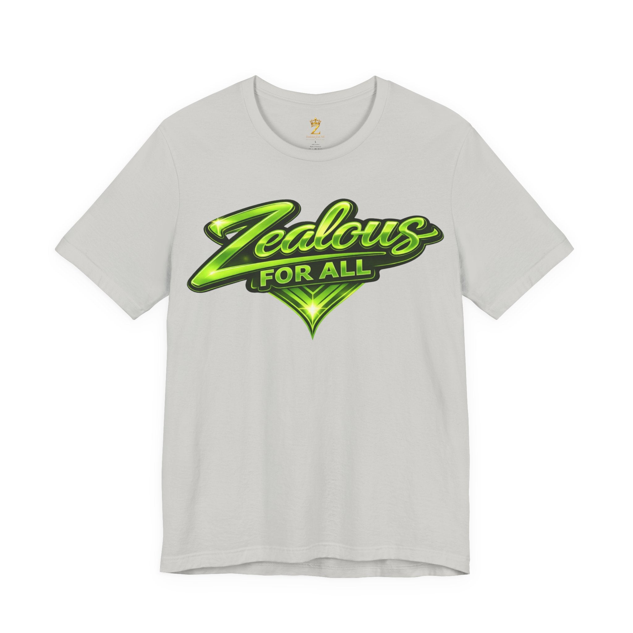 Zealous For All Graphic T-Shirt (Lime Green Logo) Printify