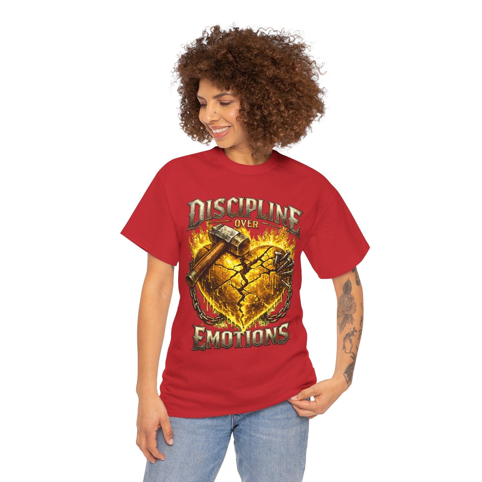 Adult Discipline Over Emotions Graphic T-Shirt (Gold Heart)