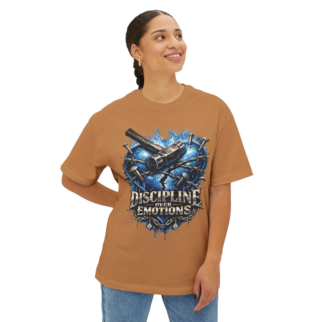 CEO KHI EDITION *Oversized* Discipline Over Emotions Graphic T-Shirt (Blue Heart) Printify