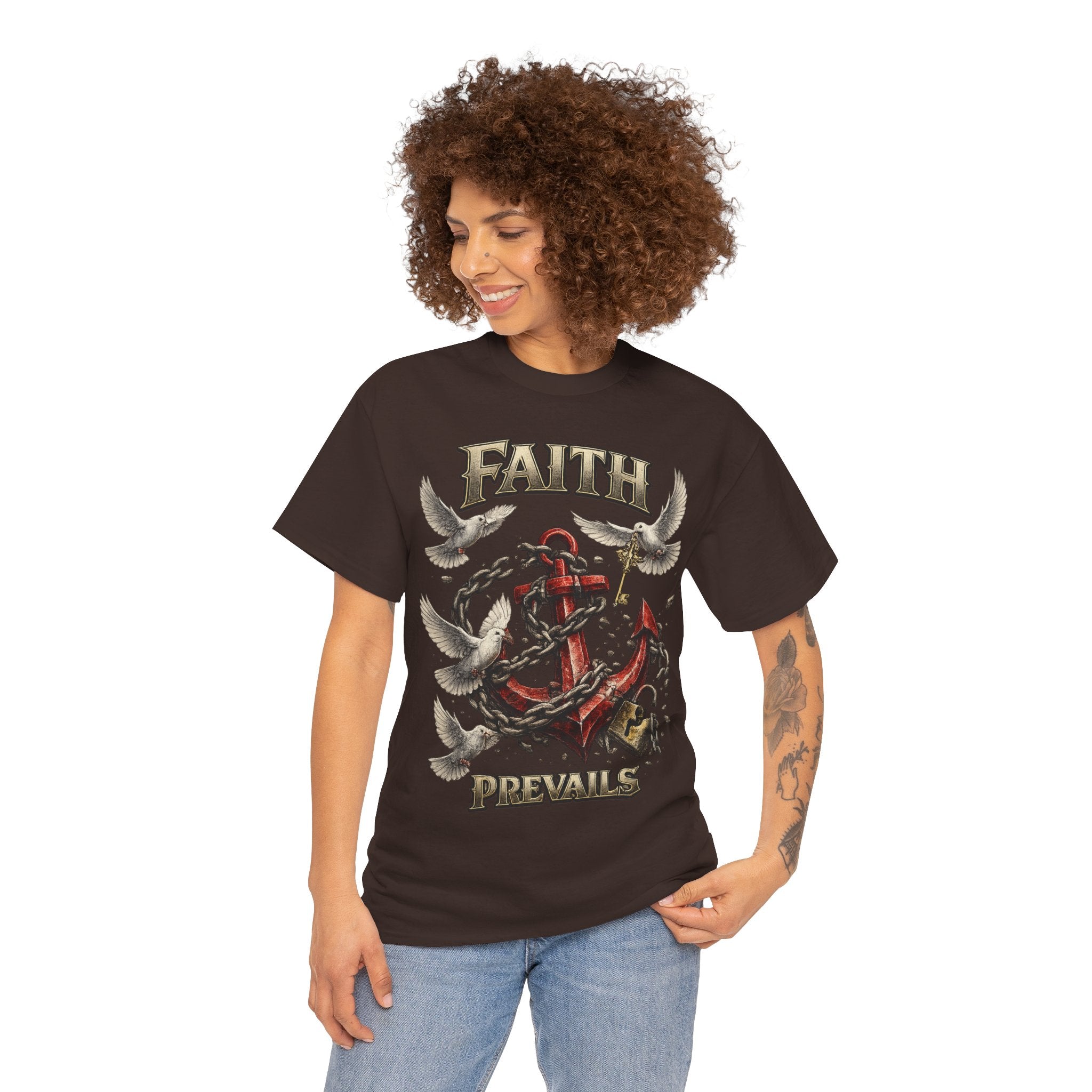Adult Faith Prevails T‑Shirt (Red Anchor) Printify