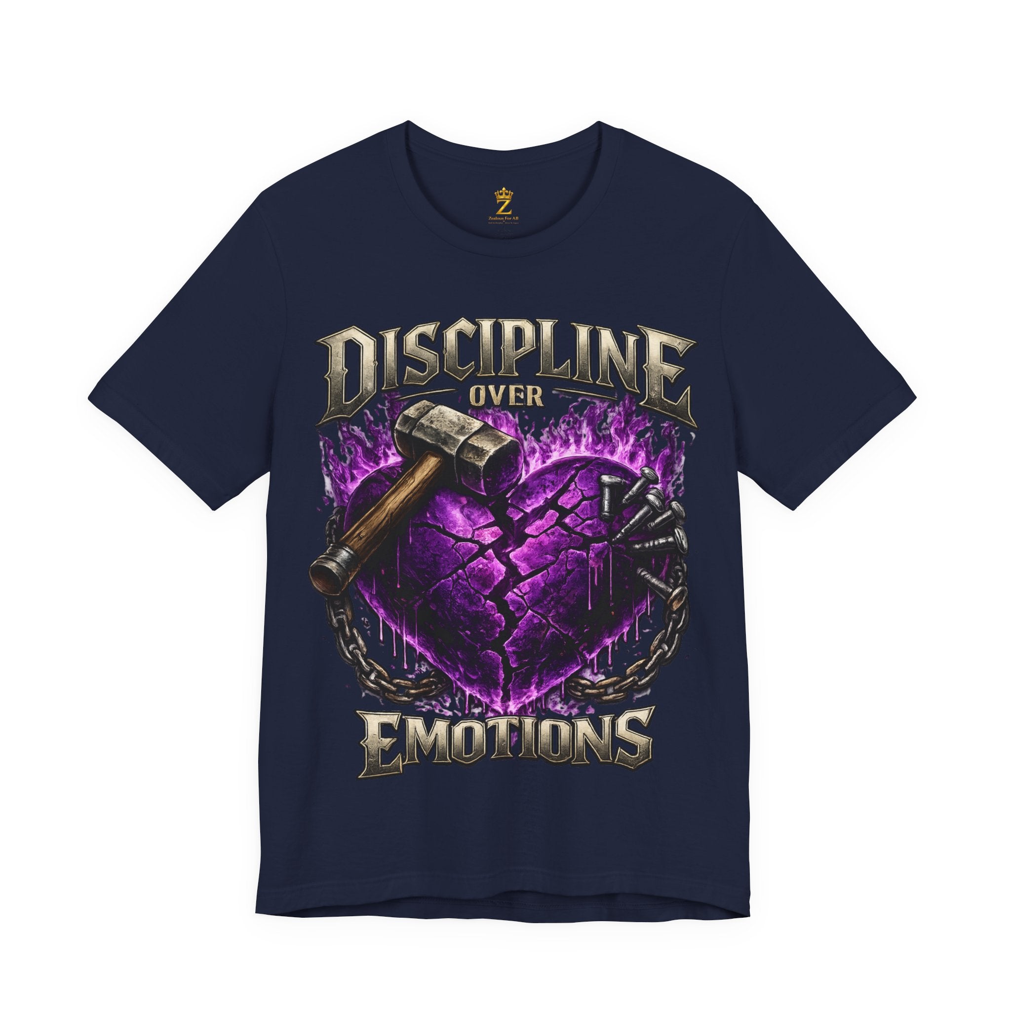Discipline Over Emotions Premium Graphic T-Shirt (Purple Heart) Printify