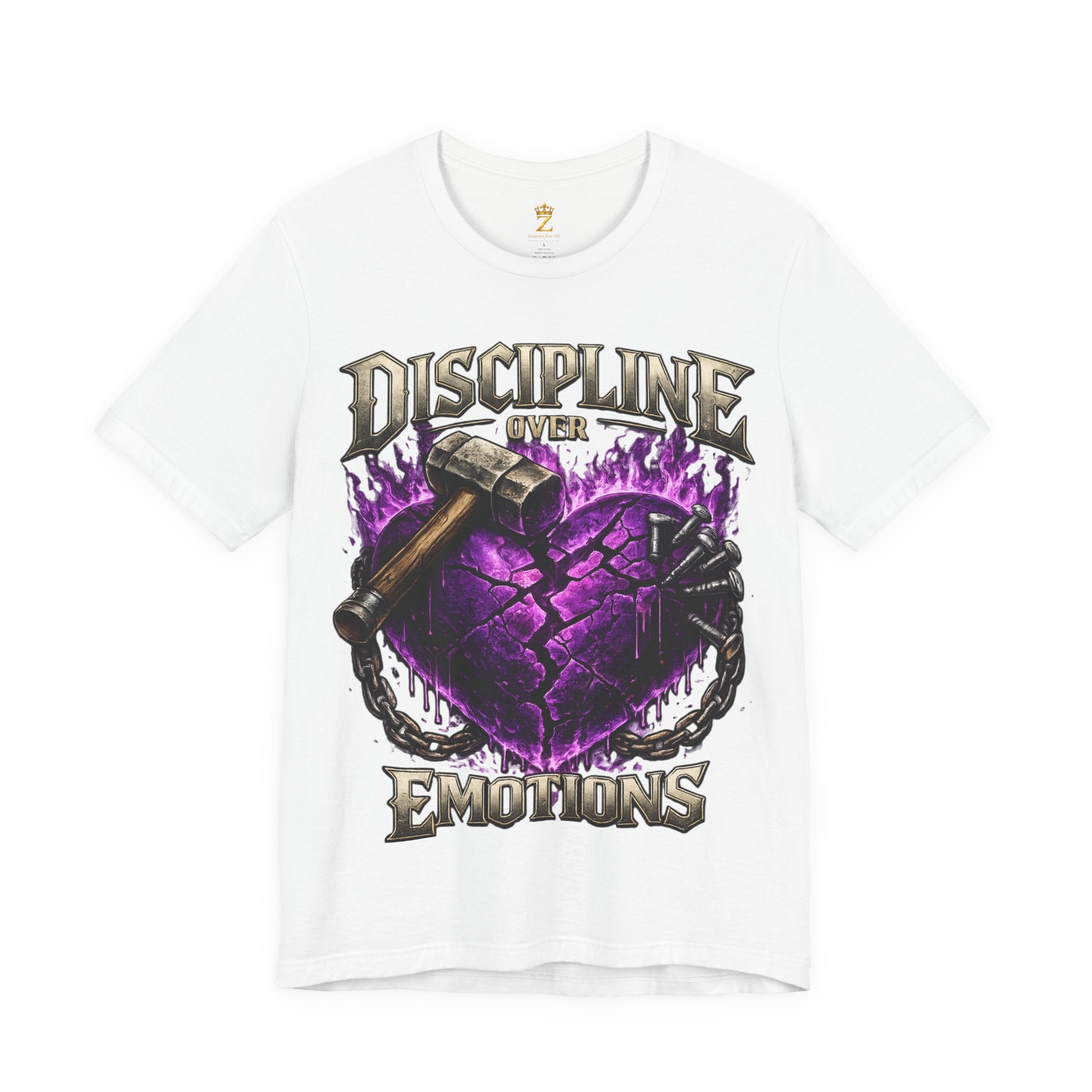 Discipline Over Emotions Premium Graphic T-Shirt (Purple Heart) Printify