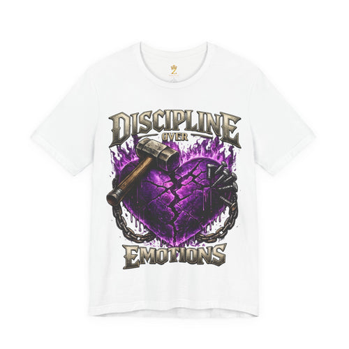 Discipline Over Emotions Premium Graphic T-Shirt (Purple Heart) Printify
