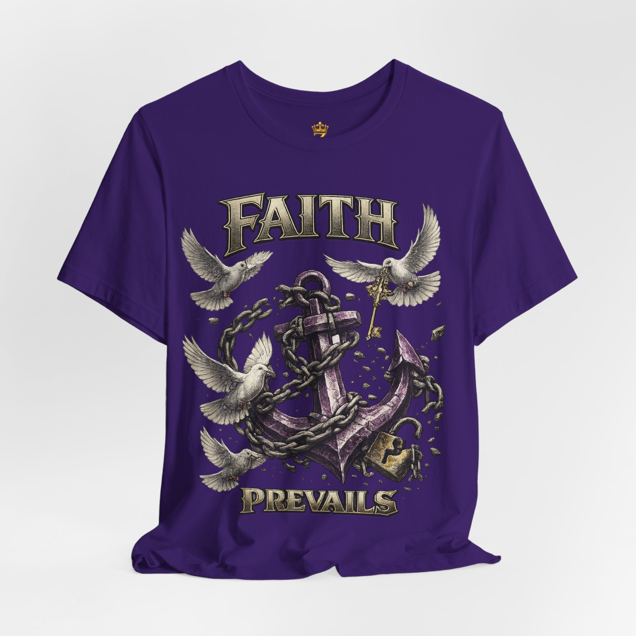 Faith Prevails T‑Shirt (Purple Anchor) Printify
