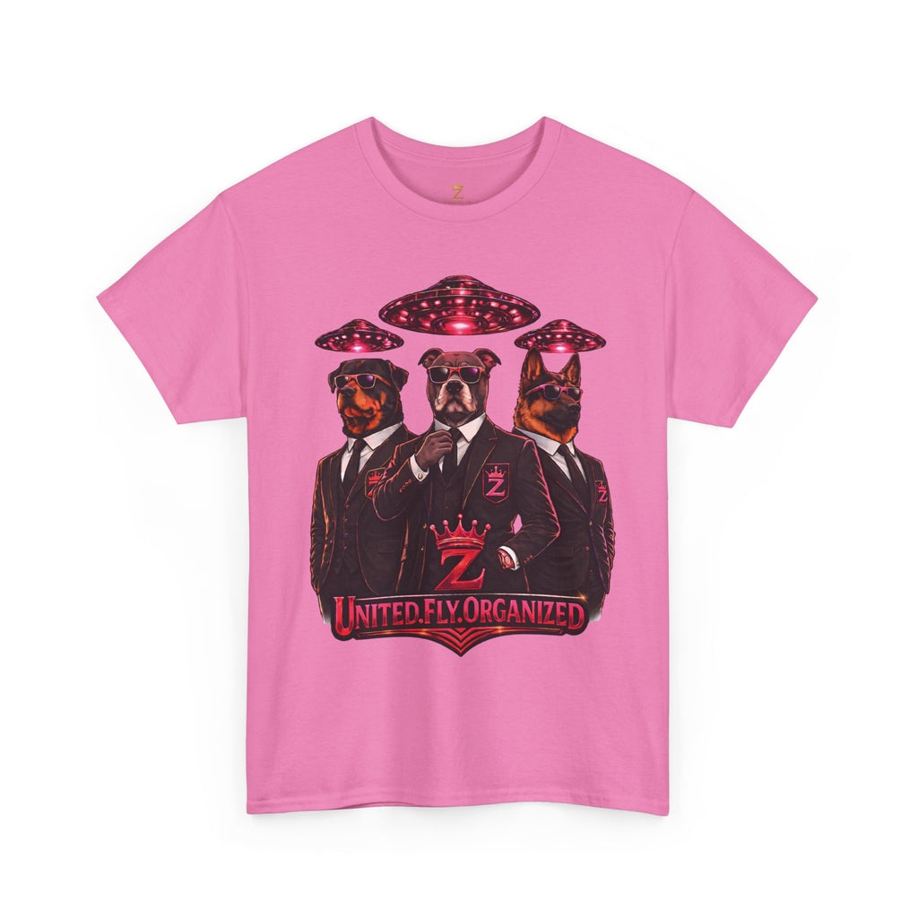 Adult "United. Fly. Organized." Graphic Tee (Hot Pink) Printify