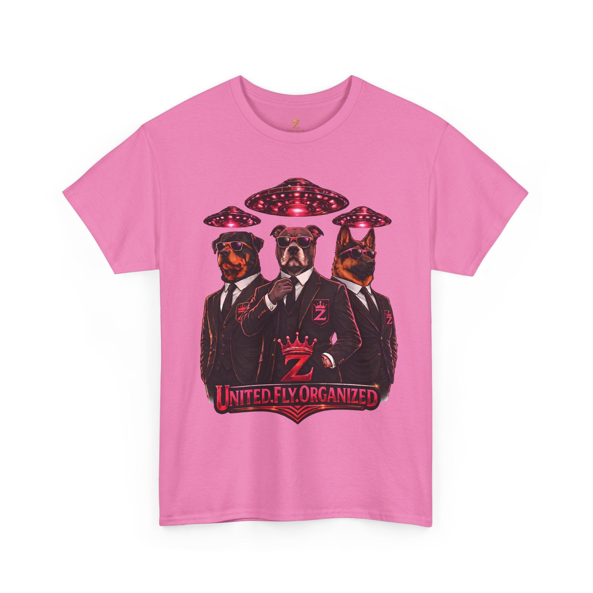 Adult "United. Fly. Organized." Graphic Tee (Hot Pink) Printify