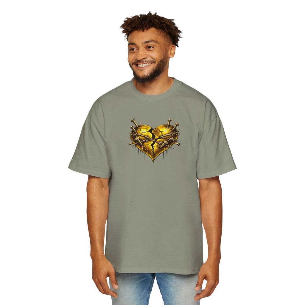 Oversized Discipline Over Emotions (Back) Graphic Tee (Gold Heart) Printify