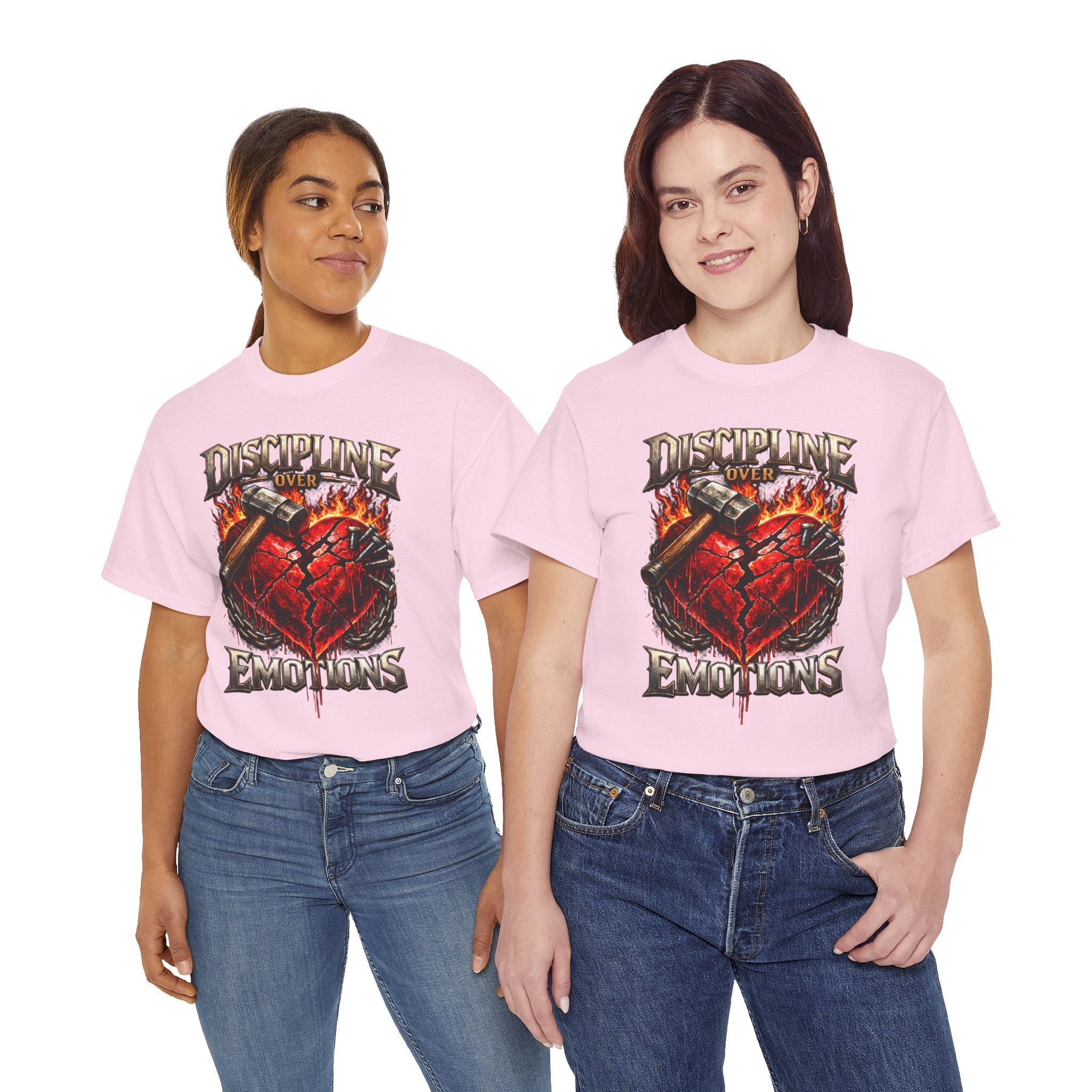 Discipline Over Emotions Graphic T-Shirt (Red Heart) Printify