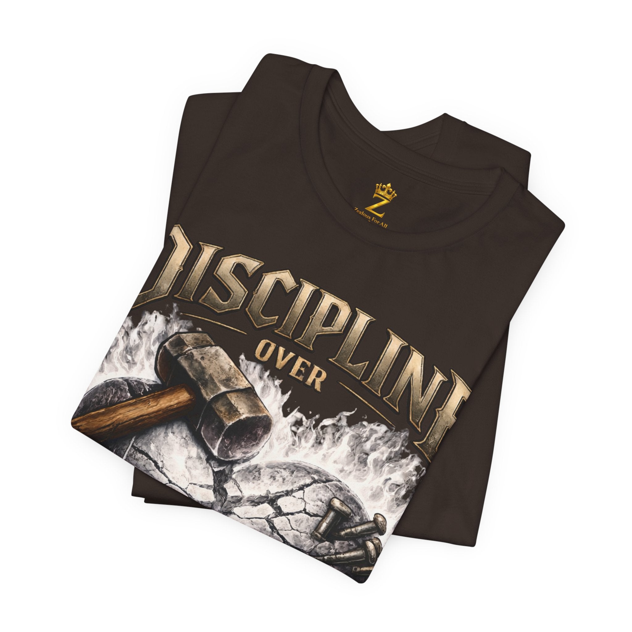 Discipline Over Emotions Premium Graphic T-Shirt (White Heart) Printify