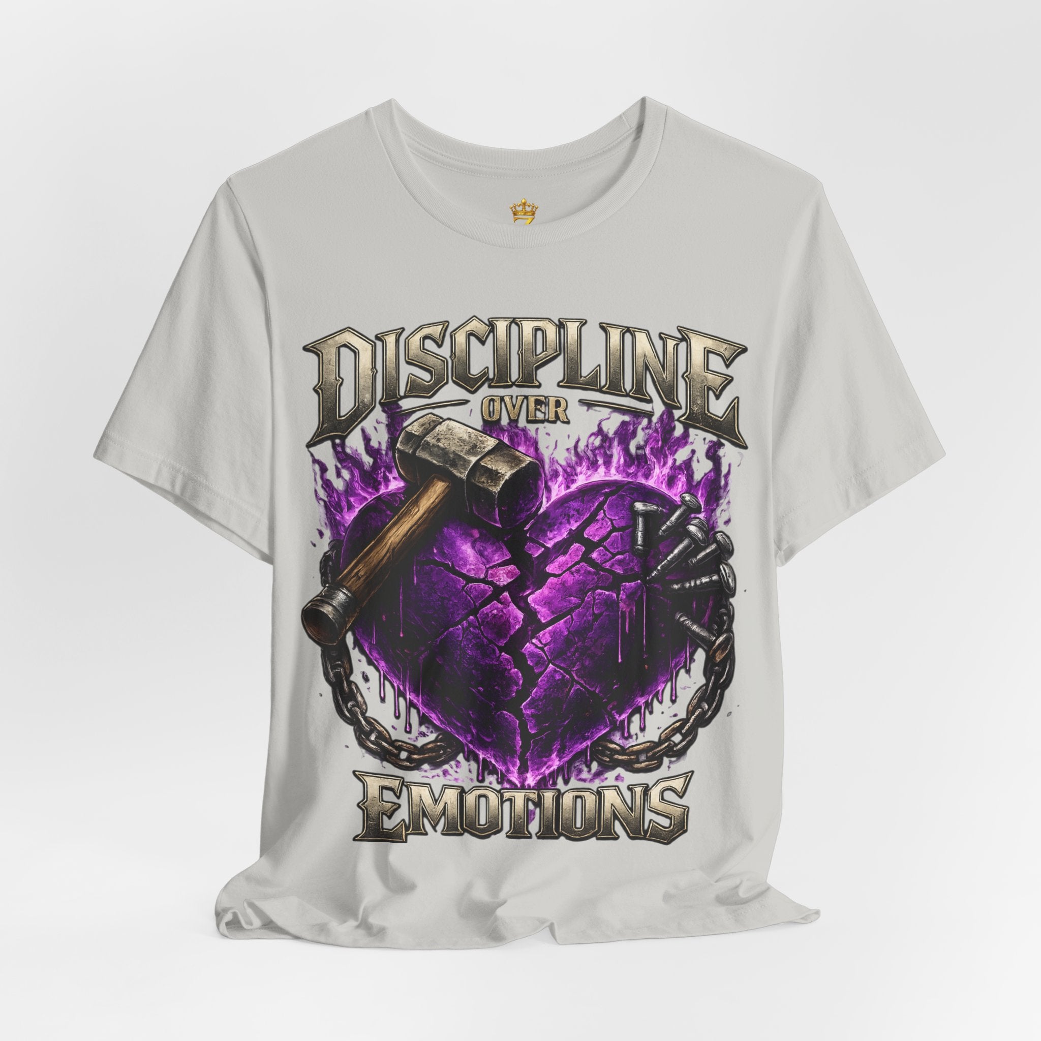 Discipline Over Emotions Premium Graphic T-Shirt (Purple Heart) Printify