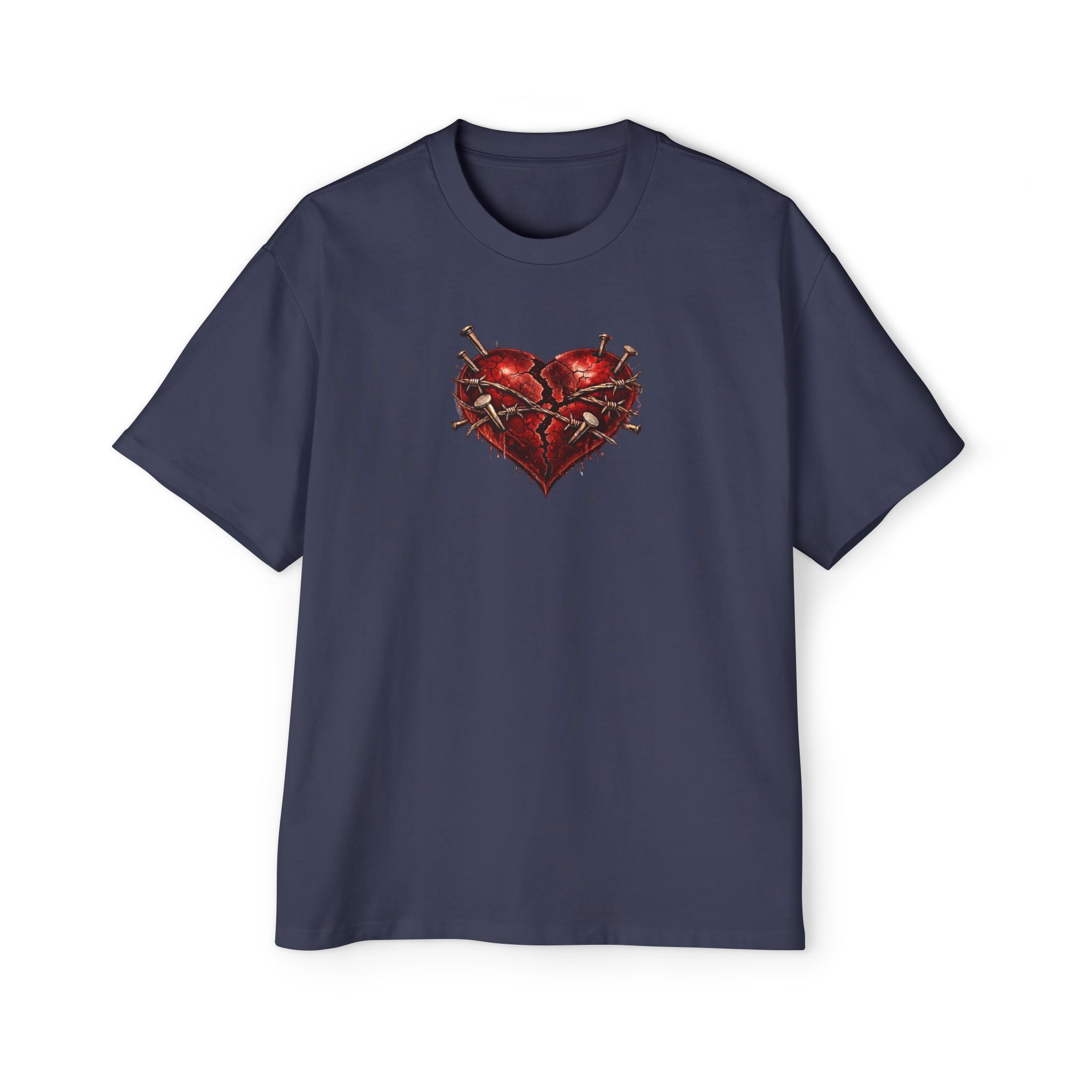 Oversized Discipline Over Emotions (Back) Graphic Tee (Red Heart) Printify