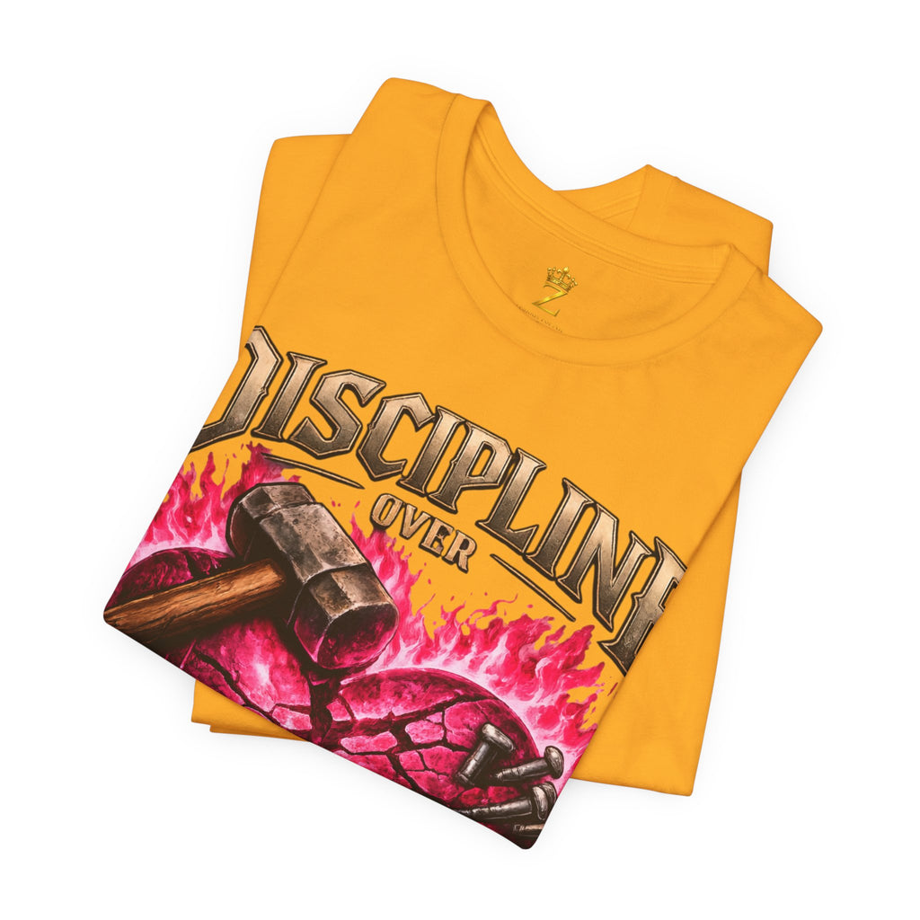 Discipline Over Emotions Premium Graphic T-Shirt (Hot Pink Heart) Printify