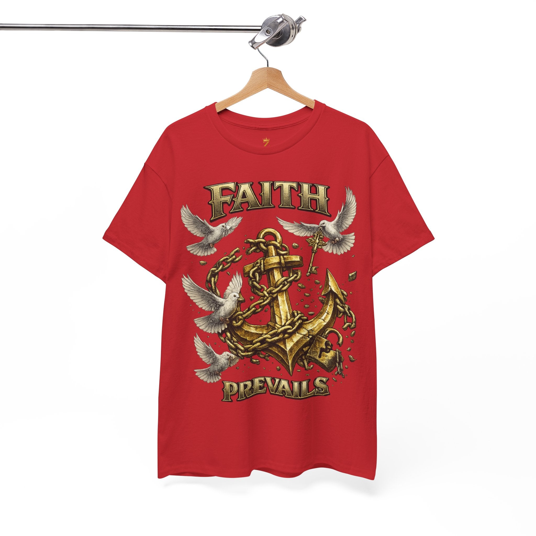 Adult Faith Prevails Anchor T-Shirt (Gold Anchor) Printify