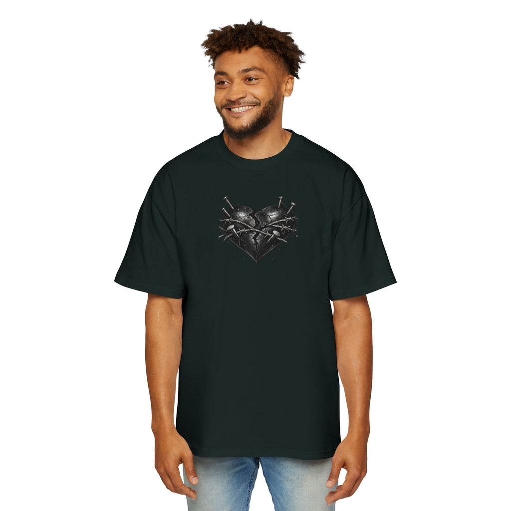 Oversized Discipline Over Emotions (Back) Graphic Tee (Black Heart) Printify