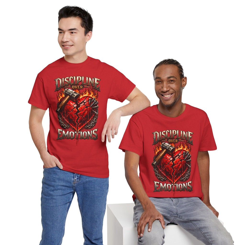 Discipline Over Emotions Graphic T-Shirt (Red Heart) Printify