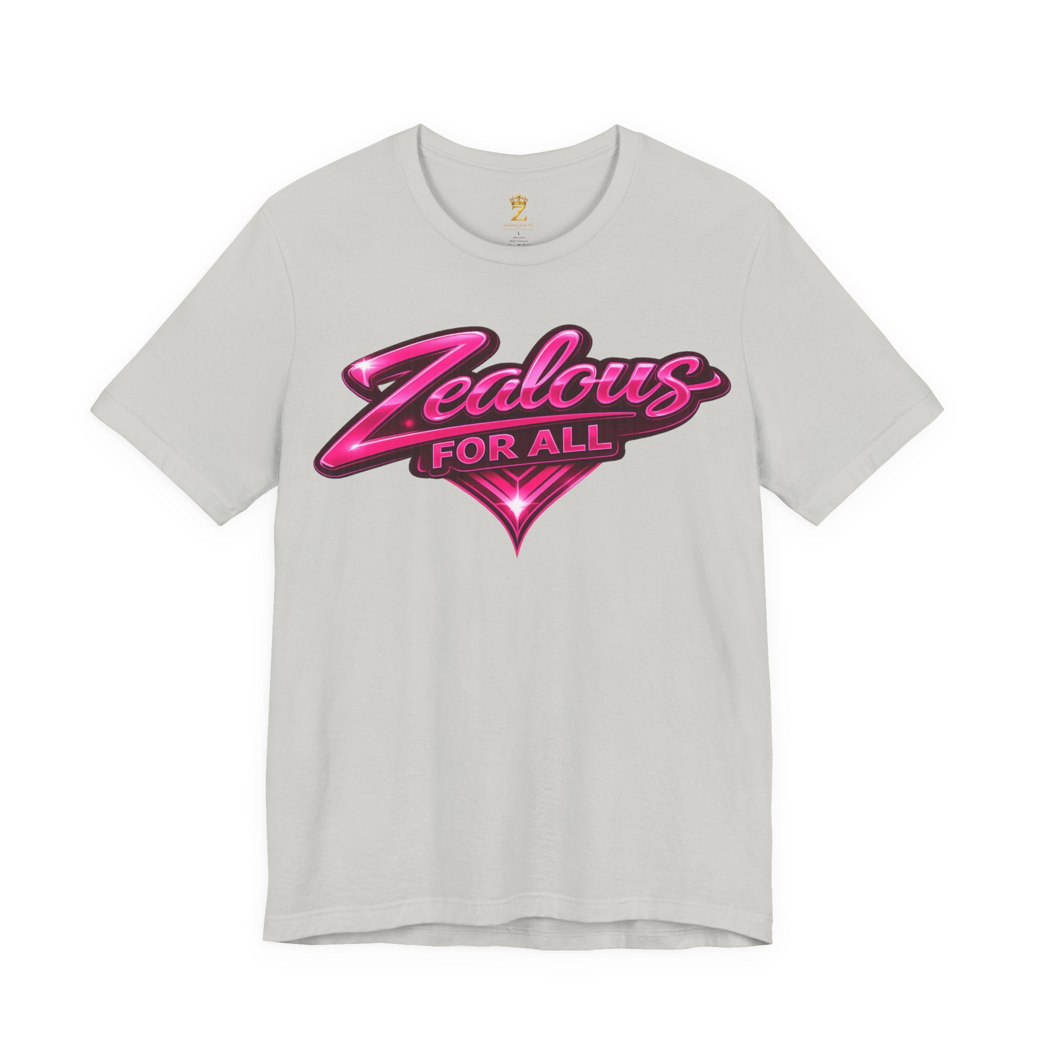 Zealous For All Graphic T-Shirt (Hot Pink Logo) Printify