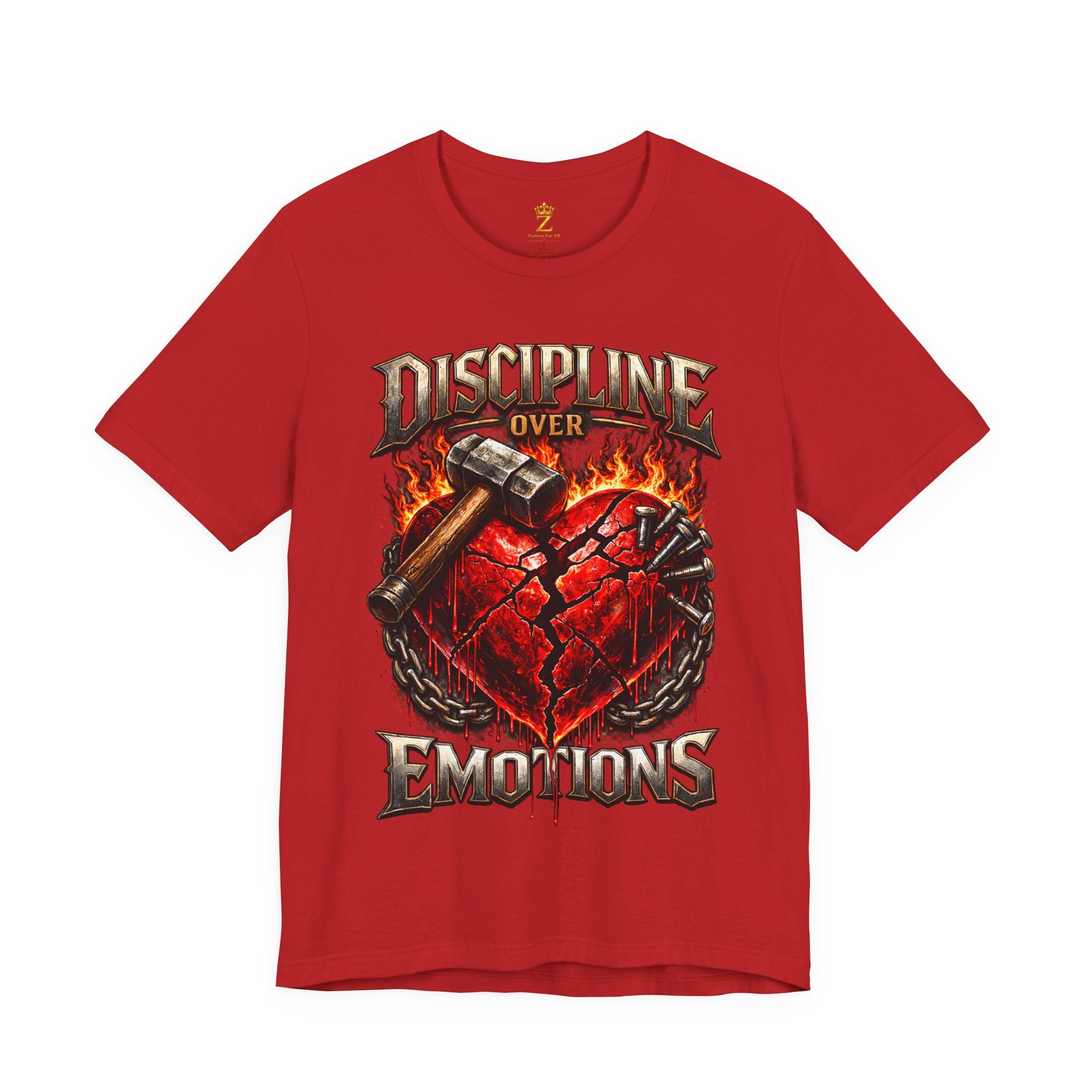 Discipline Over Emotions Premium Graphic T-Shirt (Red Heart) Printify
