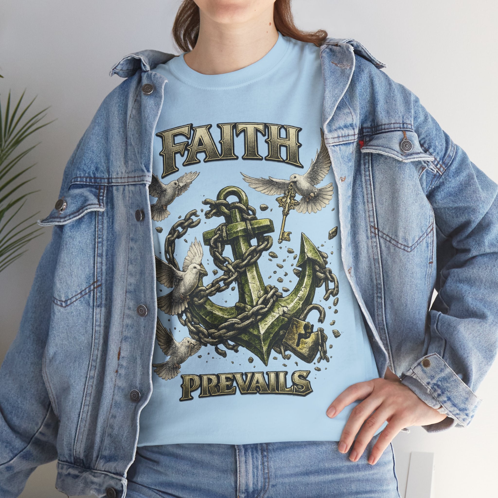 Adult Faith Prevails Anchor T-Shirt (Green Anchor) Printify