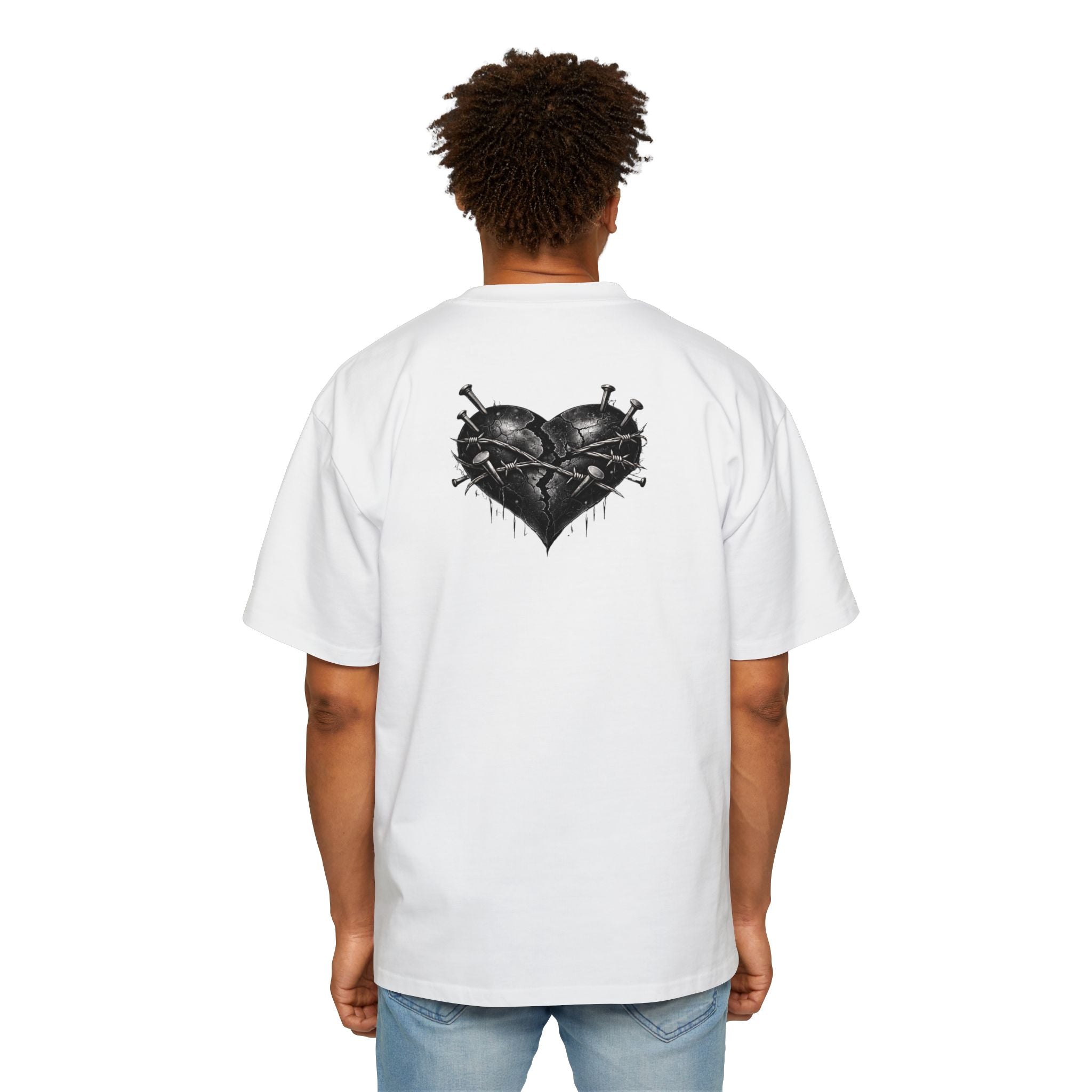 Oversized Discipline Over Emotions Graphic Tee (Black Heart) Printify