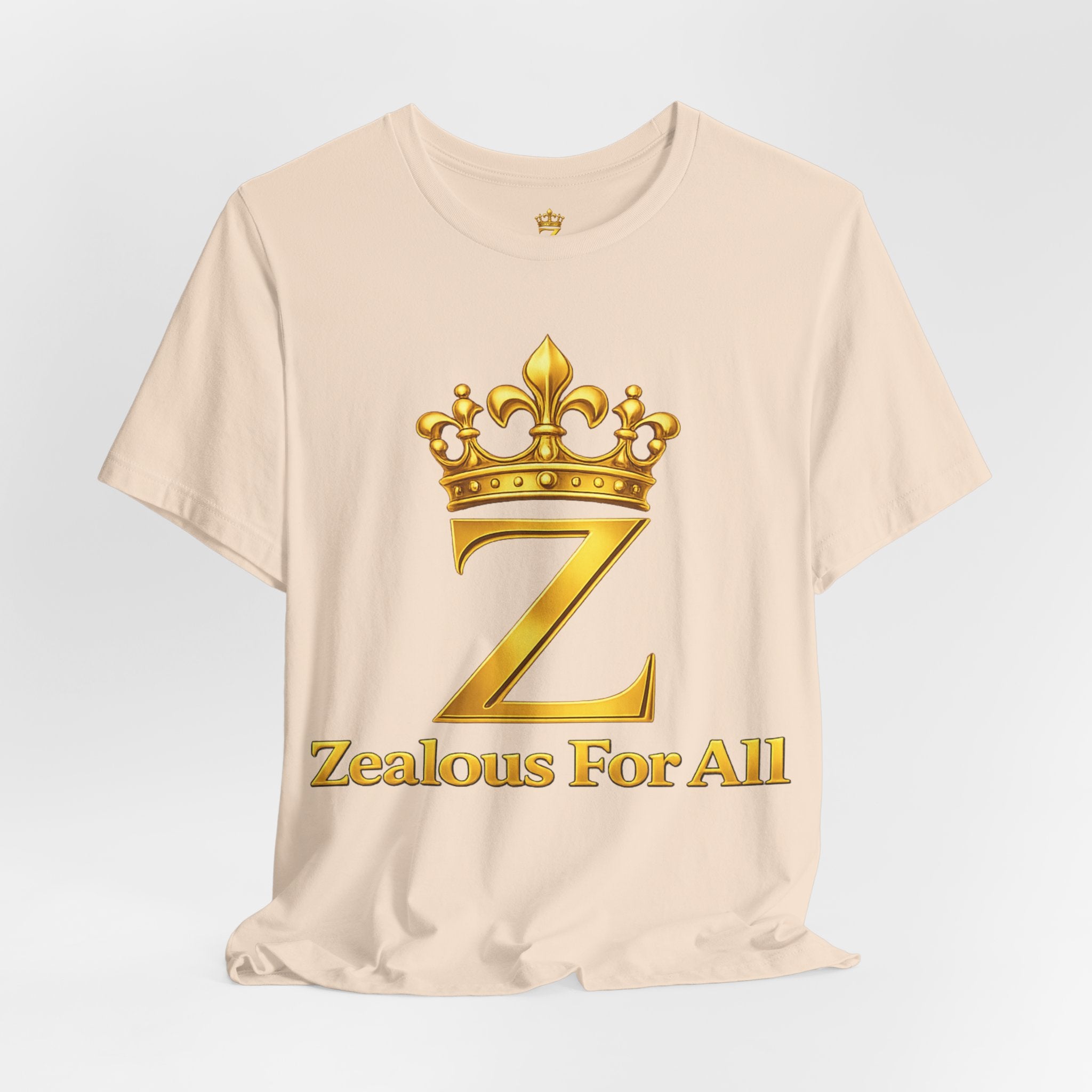 Unisex Zealous For All T-Shirt (Gold Logo) Printify