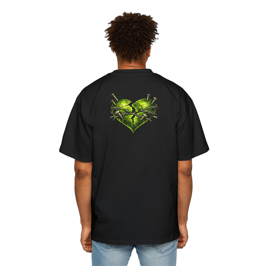 Oversized Discipline Over Emotions Graphic Tee (Green Heart) Printify