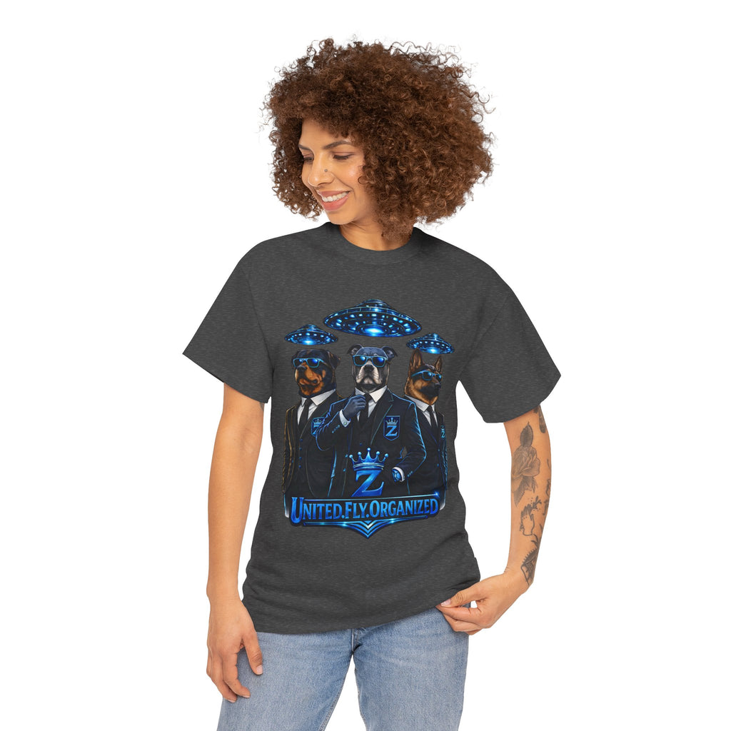 Adult "United. Fly. Organized." Graphic Tee (Blue) Printify