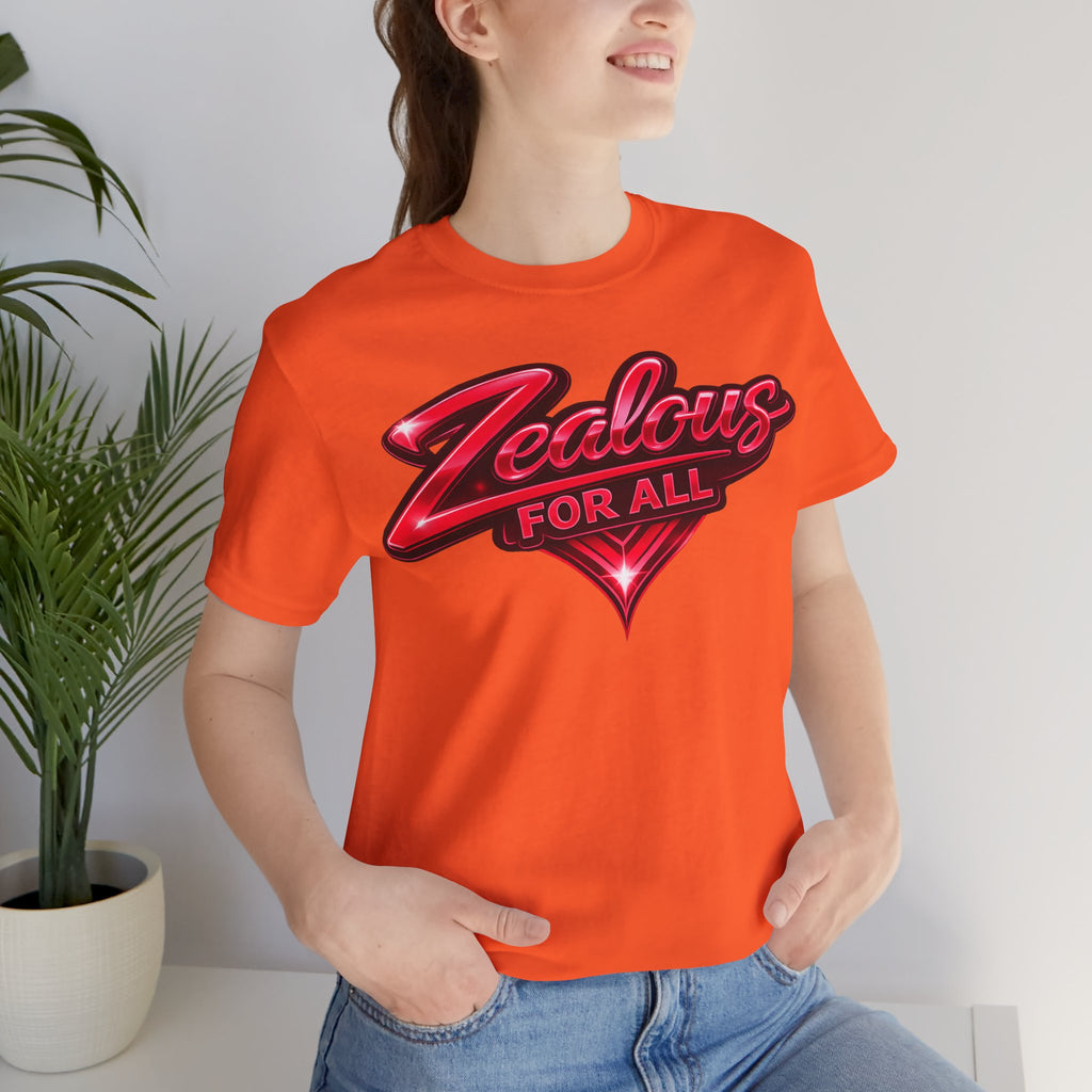 Zealous For All Graphic T-Shirt (Red Logo) Printify