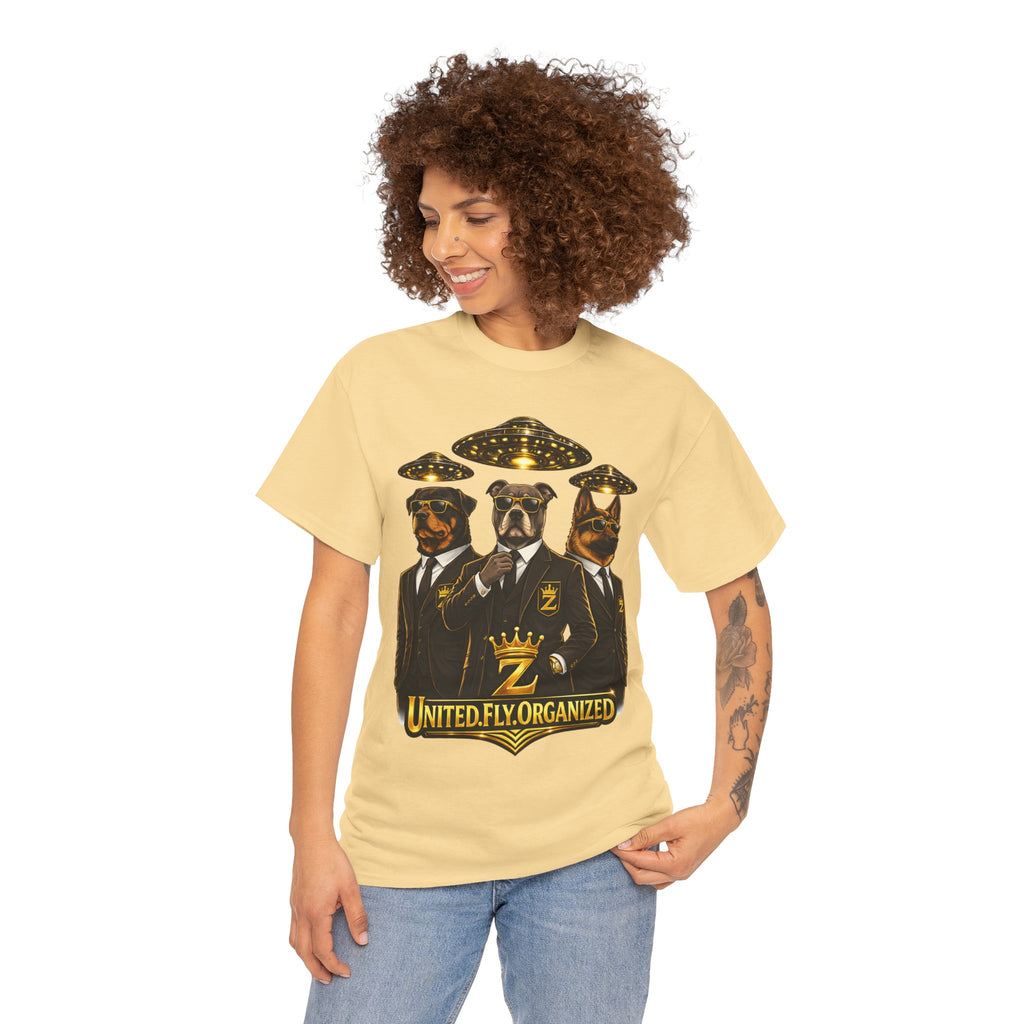 Adult "United. Fly. Organized." Graphic Tee (Gold) Printify