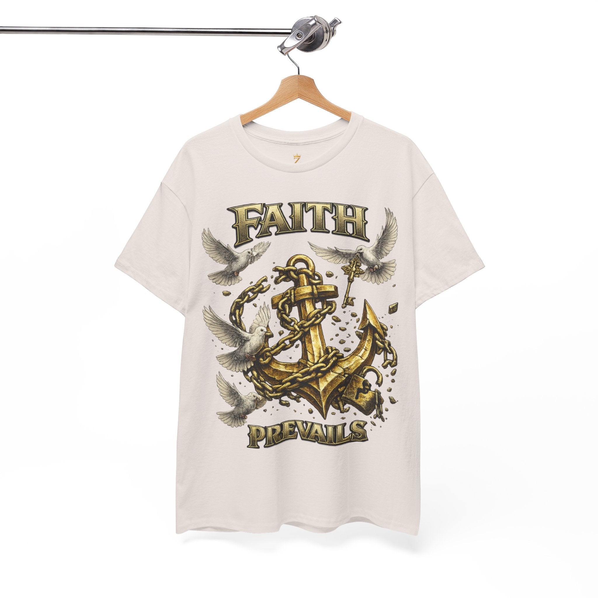 Adult Faith Prevails Anchor T-Shirt (Gold Anchor) Printify