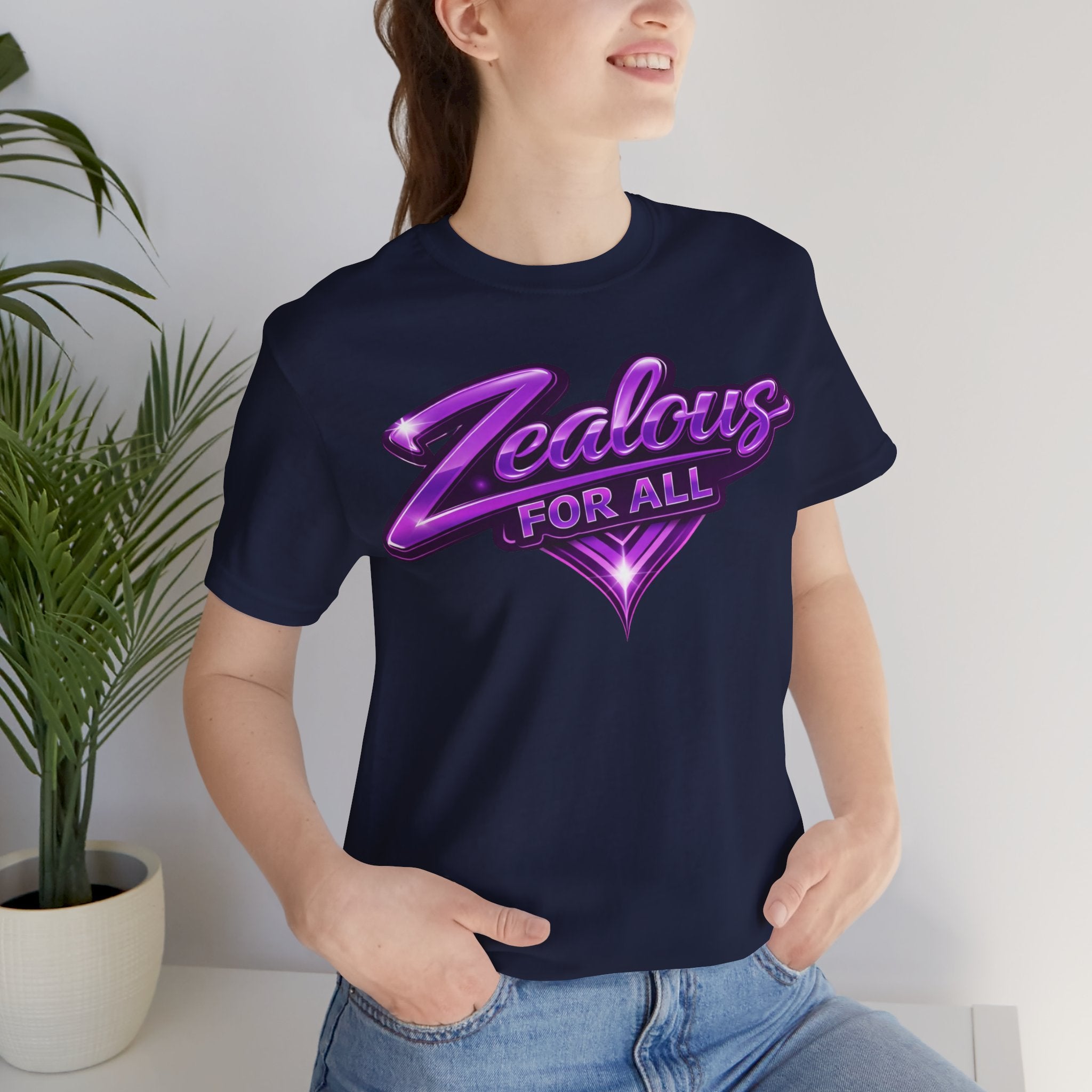 Zealous For All Graphic T-Shirt (Purple Logo) Printify