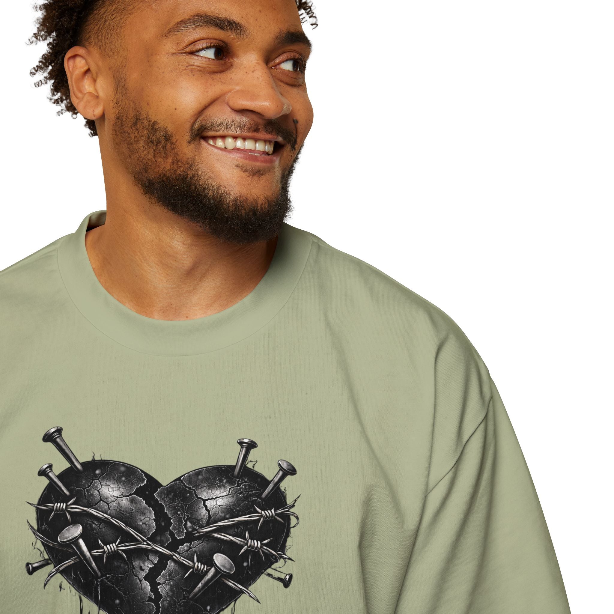 Oversized Discipline Over Emotions (Back) Graphic Tee (Black Heart) Printify