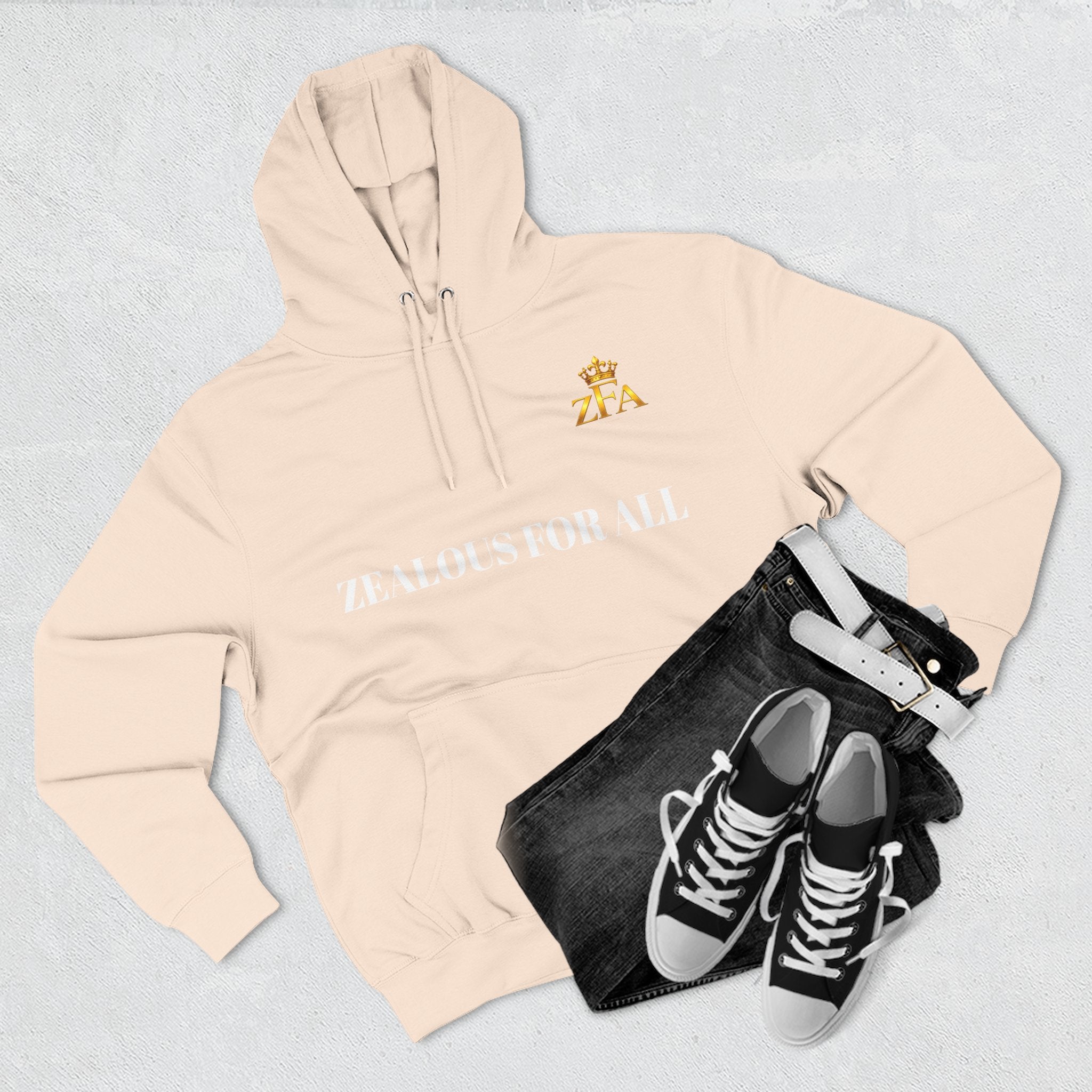 ZFA Premium Hoodie (White Words) Printify