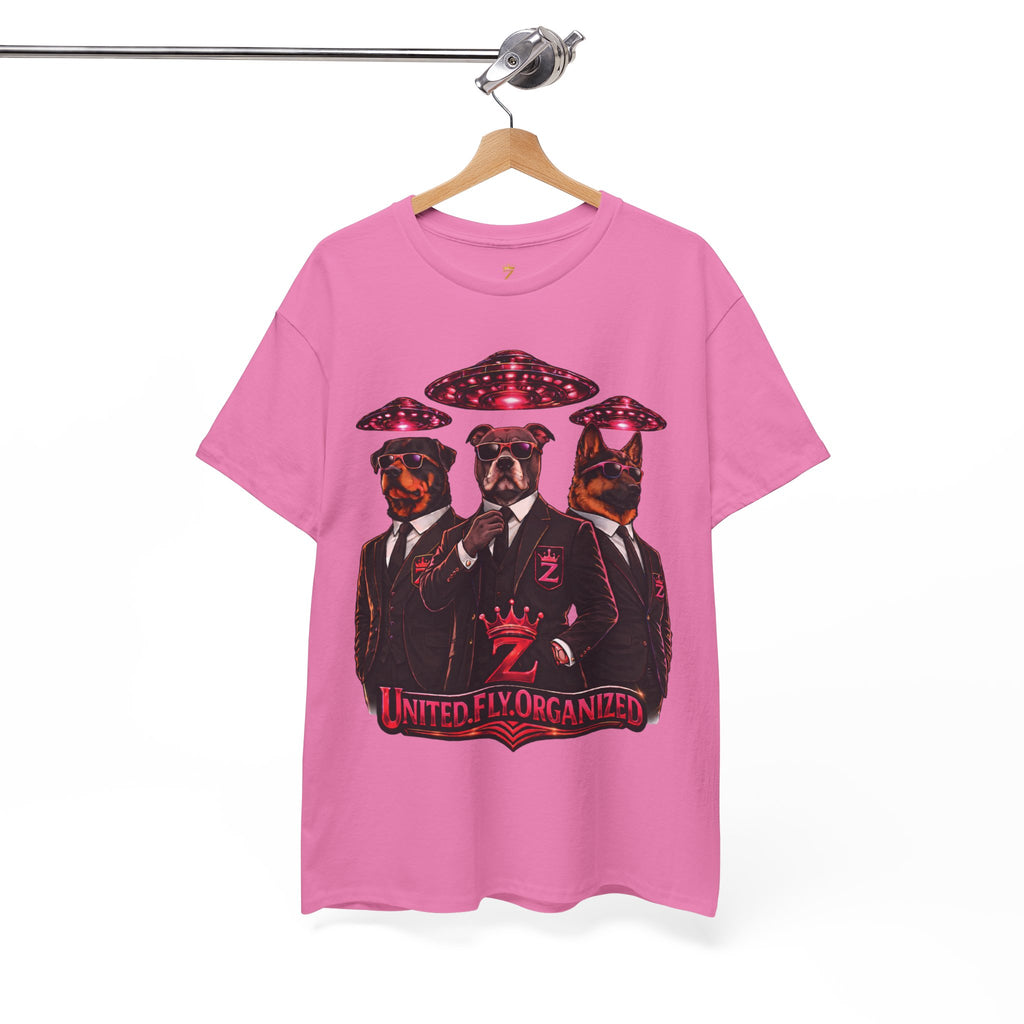 Adult "United. Fly. Organized." Graphic Tee (Hot Pink) Printify