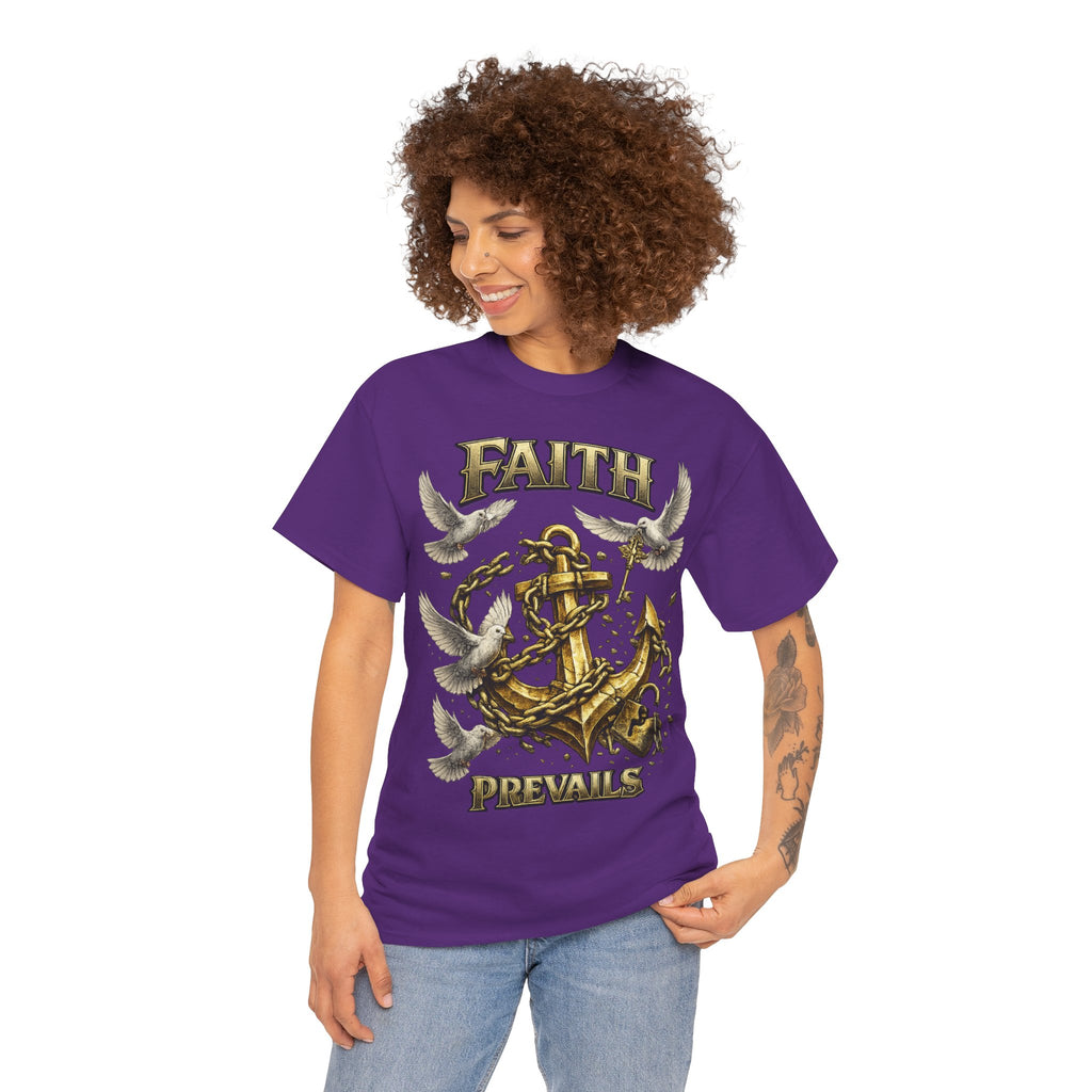 Adult Faith Prevails Anchor T-Shirt (Gold Anchor) Printify