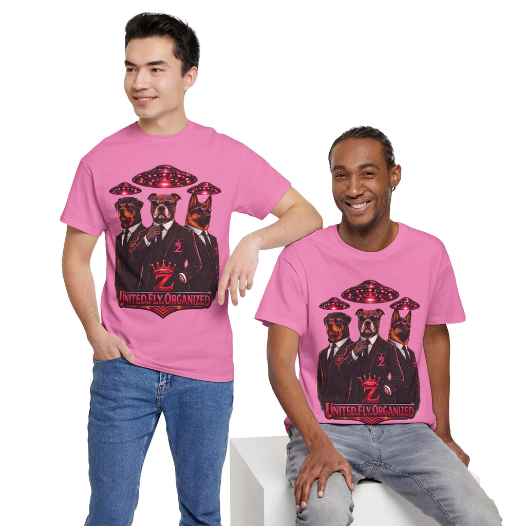 Adult "United. Fly. Organized." Graphic Tee (Hot Pink) Printify