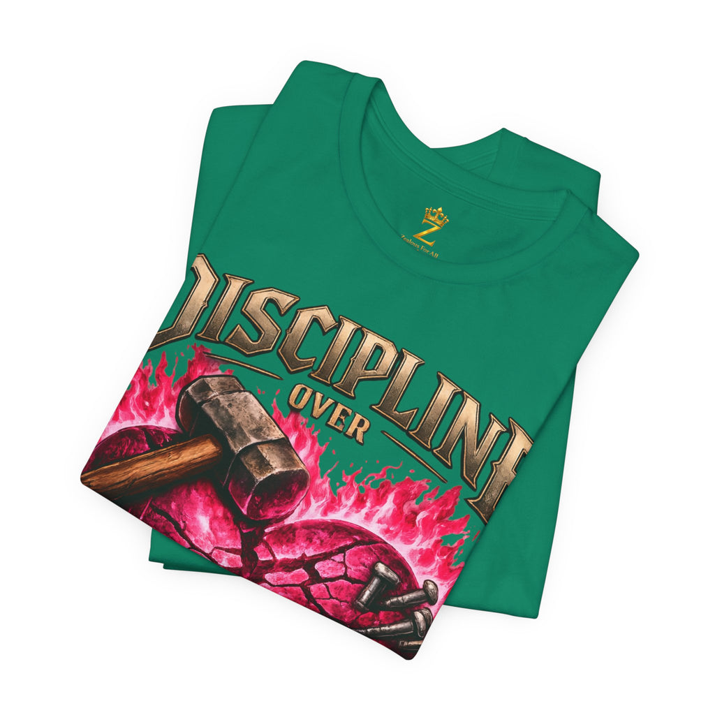 Discipline Over Emotions Premium Graphic T-Shirt (Hot Pink Heart) Printify