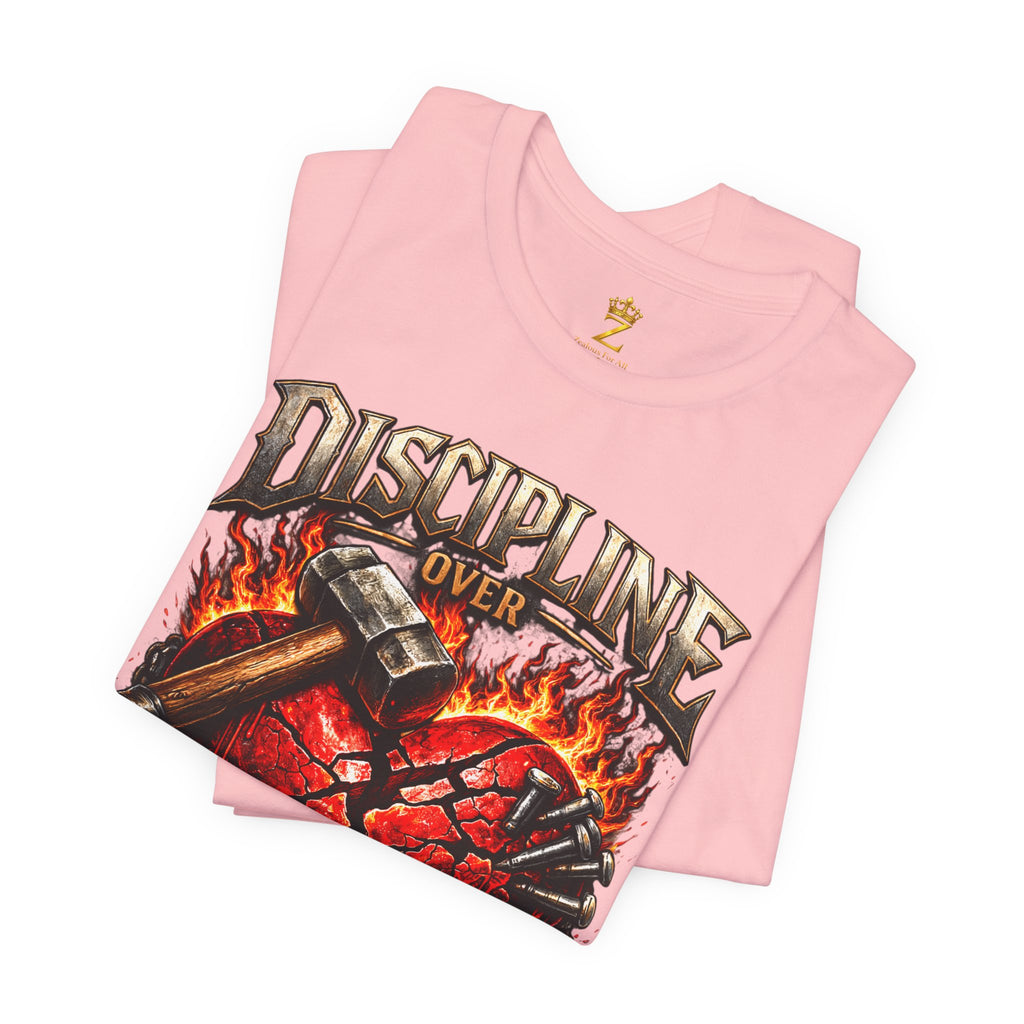 Discipline Over Emotions Premium Graphic T-Shirt (Red Heart) Printify