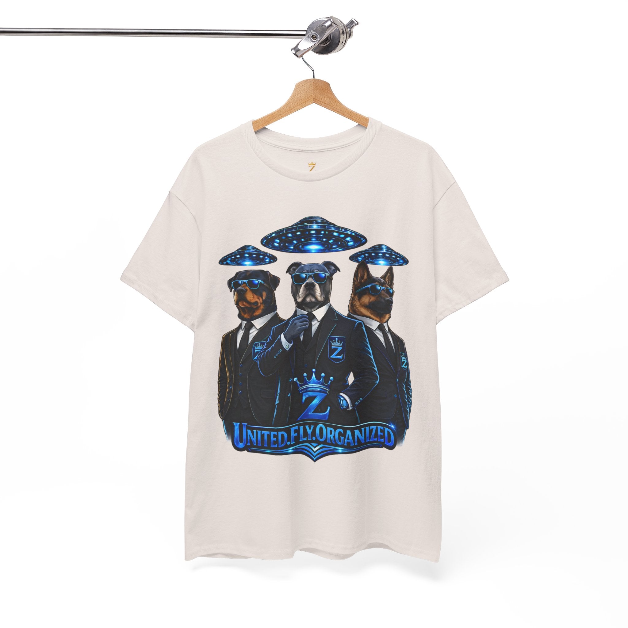 Adult "United. Fly. Organized." Graphic Tee (Blue) Printify