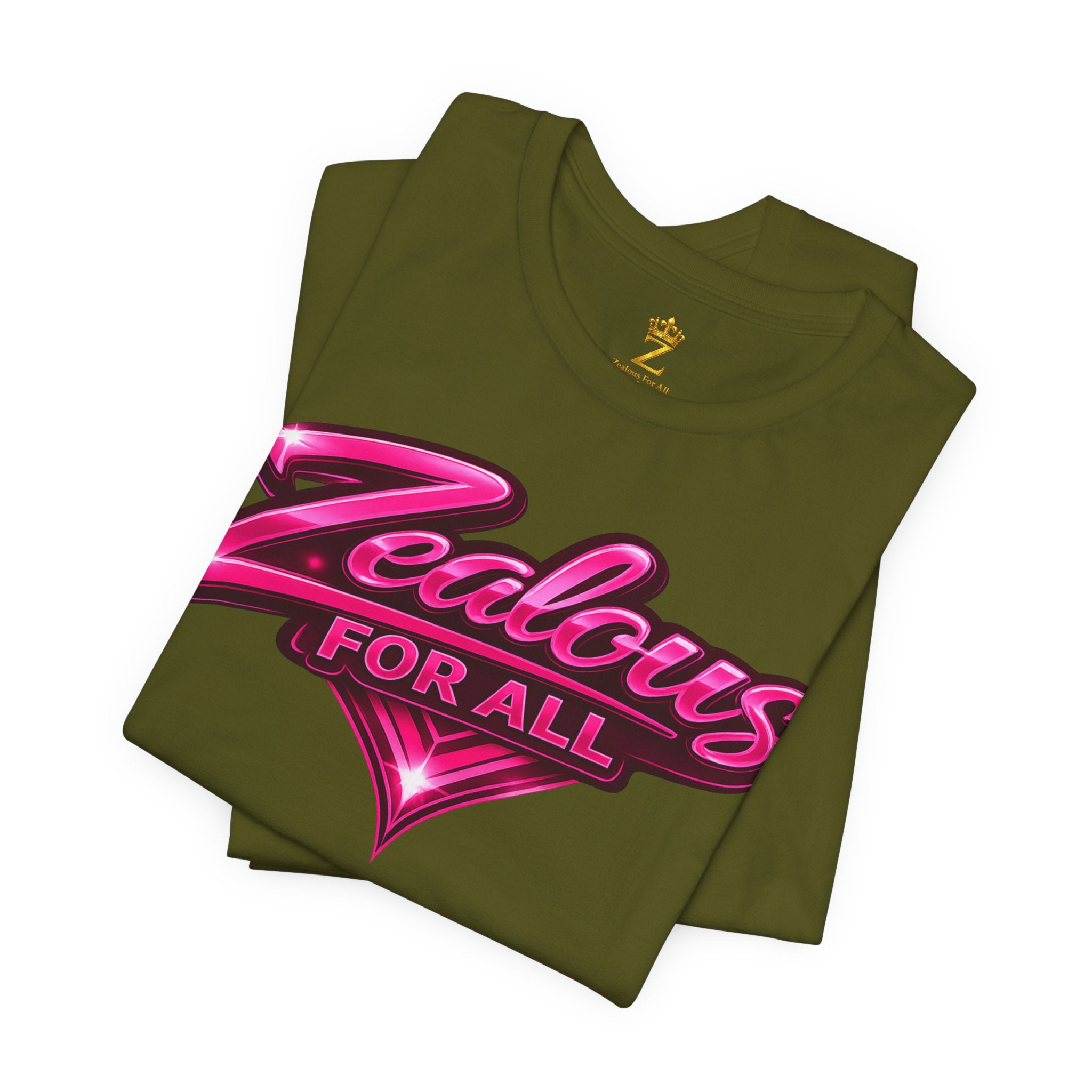 Zealous For All Graphic T-Shirt (Hot Pink Logo) Printify