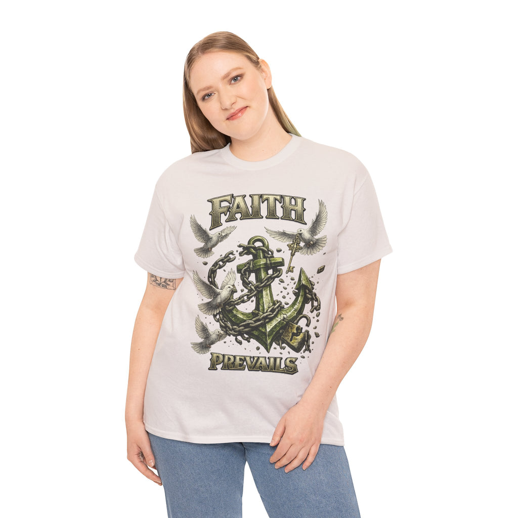 Adult Faith Prevails Anchor T-Shirt (Green Anchor) Printify