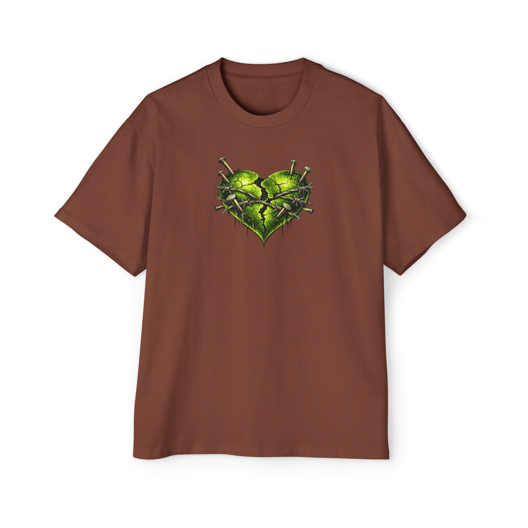Adult *Oversized* Discipline Over Emotions (Back) Graphic Tee (Lime Green Heart) Printify