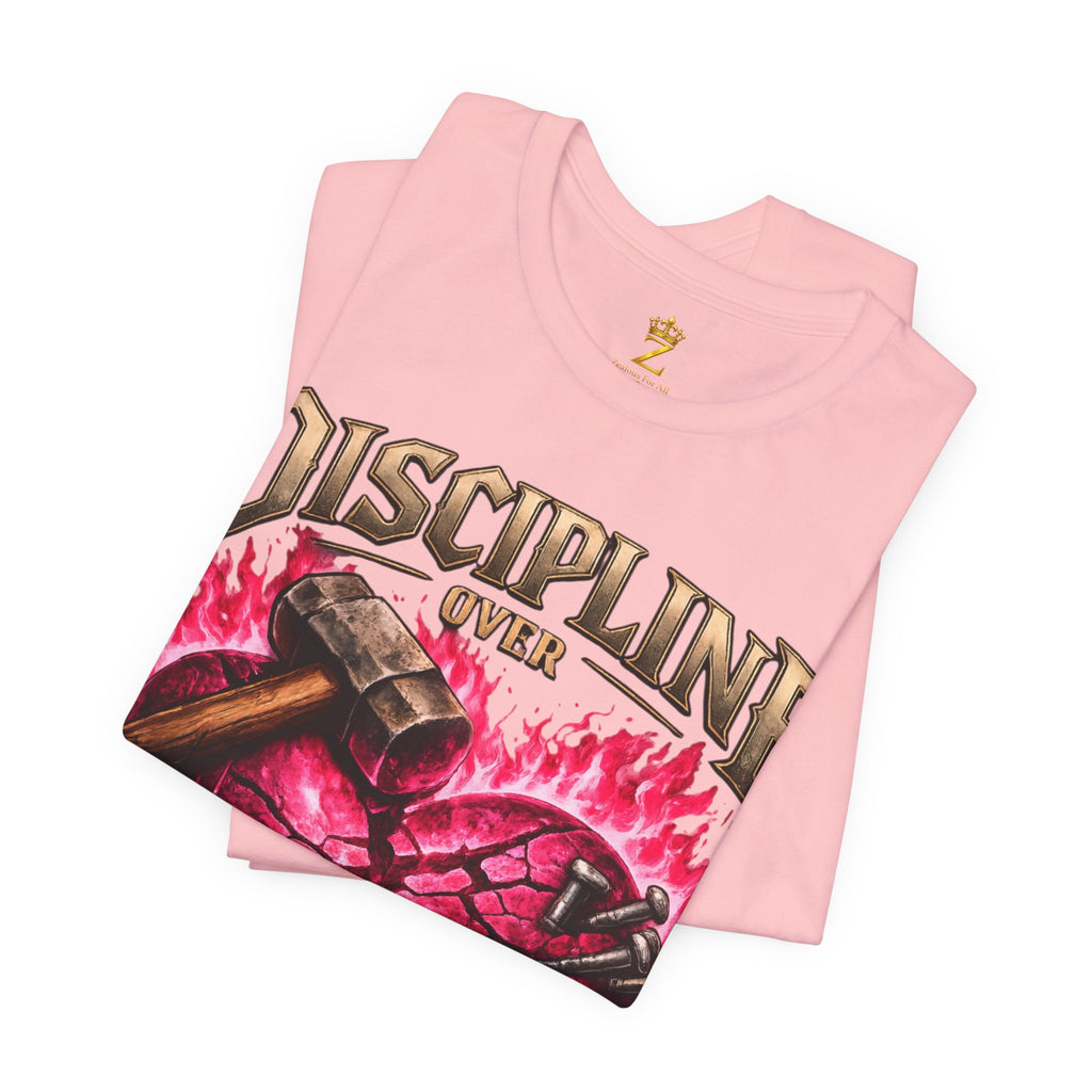 Discipline Over Emotions Premium Graphic T-Shirt (Hot Pink Heart) Printify