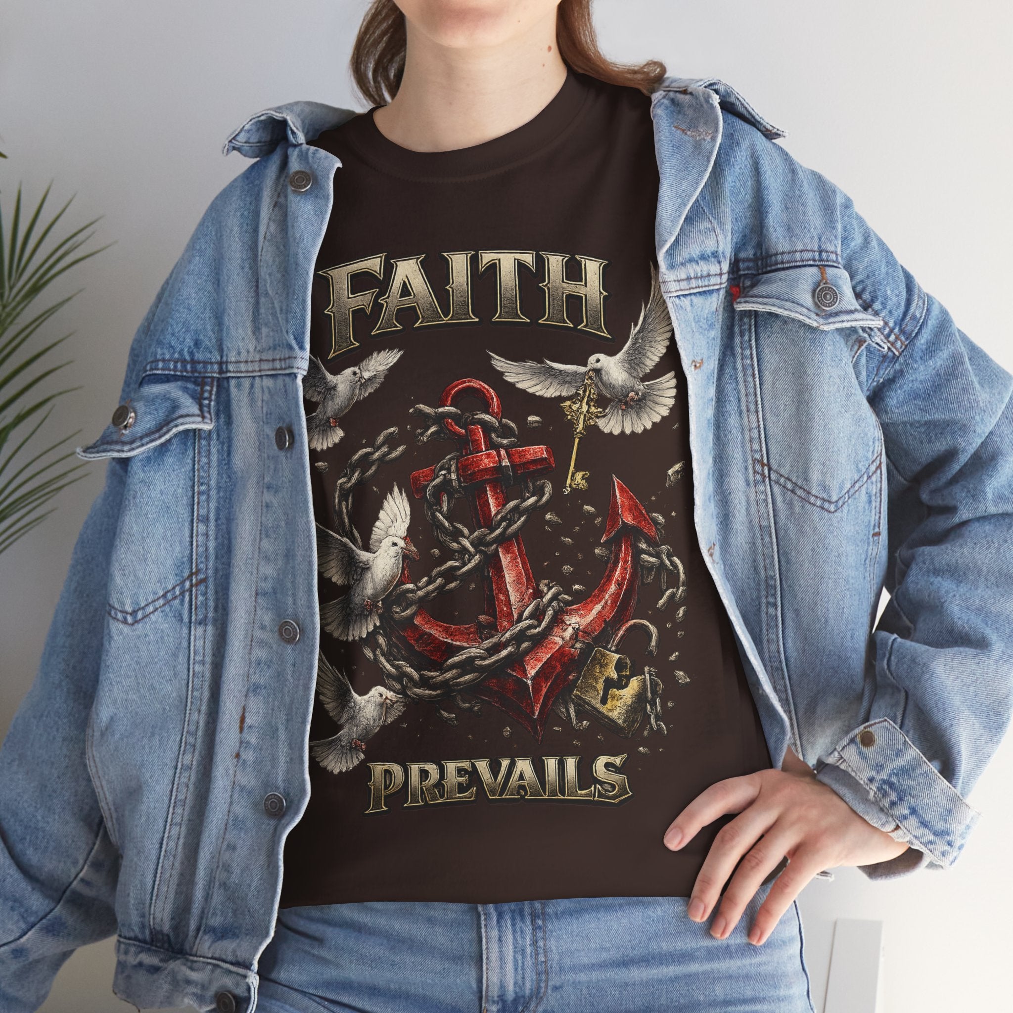 Adult Faith Prevails T‑Shirt (Red Anchor) Printify